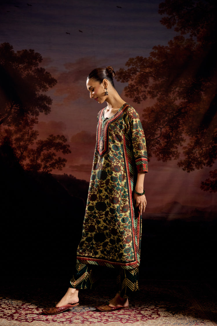 Rozana Pant Maroon Green