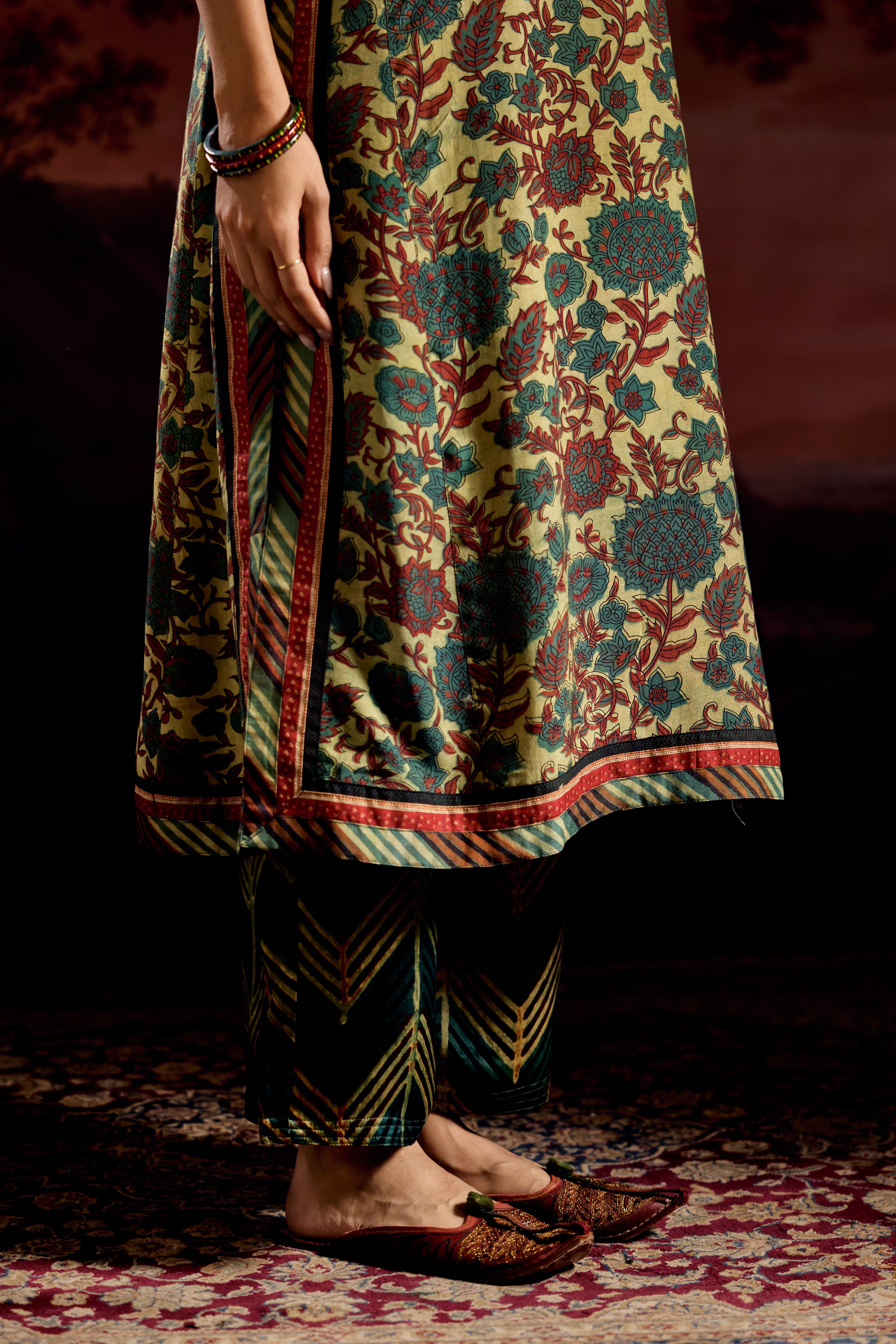 Rozana Pant Maroon Green