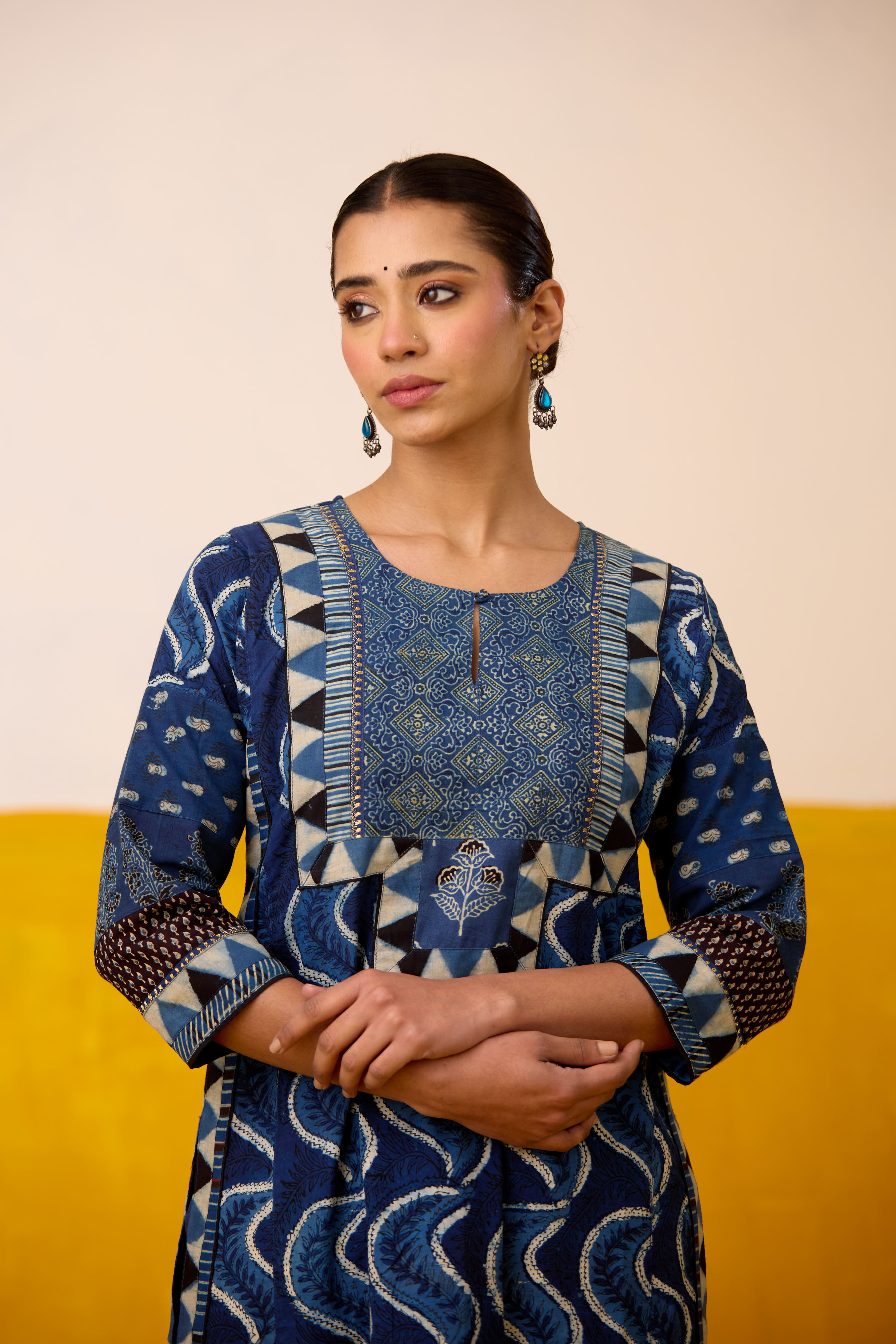 Anu Cotton Hand Block Printed Kurta Blue