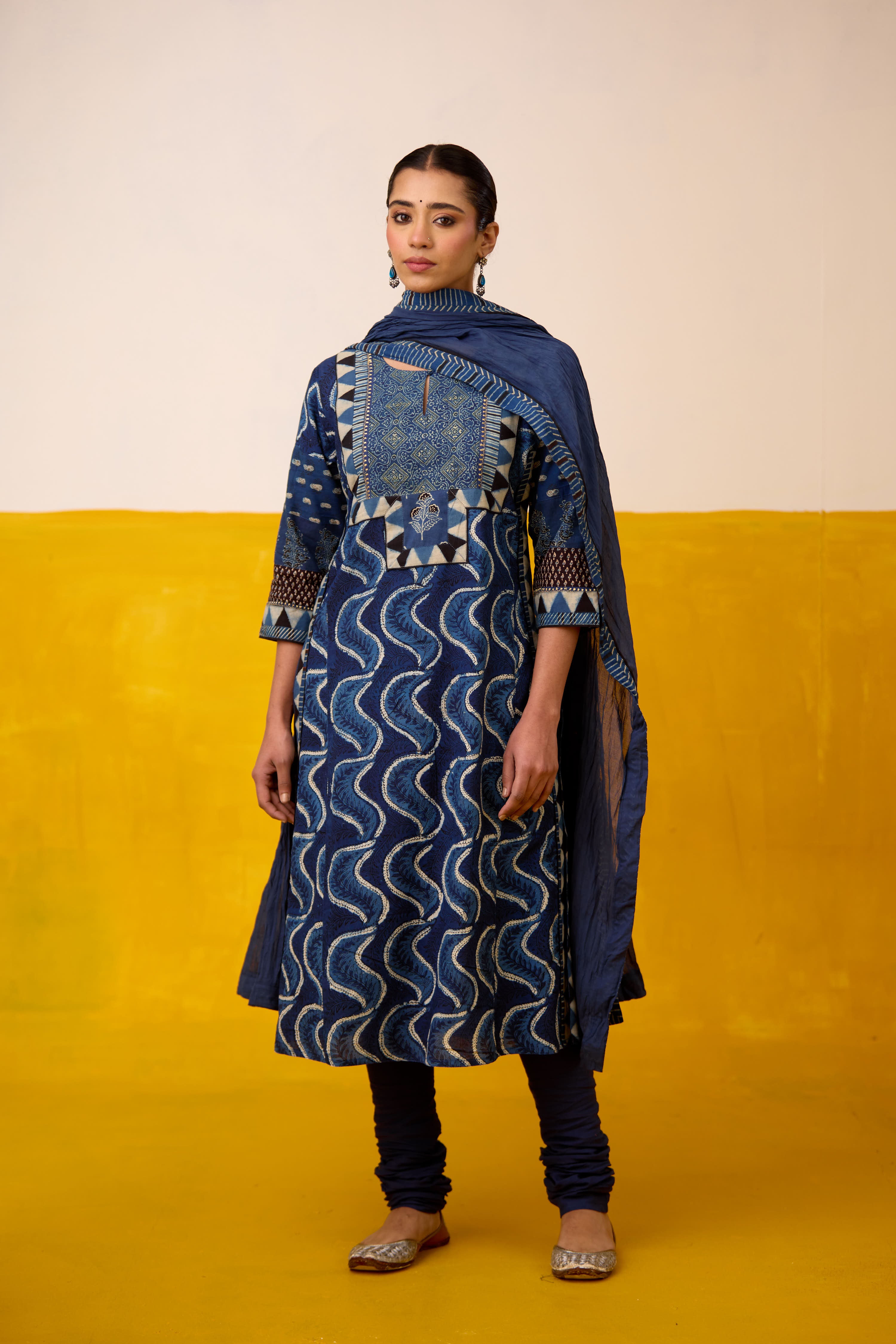 Anu Cotton Hand Block Printed Kurta Blue