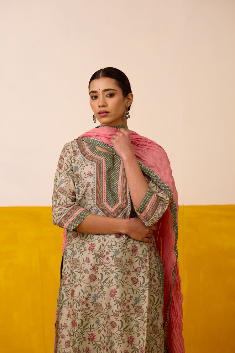 Rozana Cotton Crinkled Dupatta Rough Pink