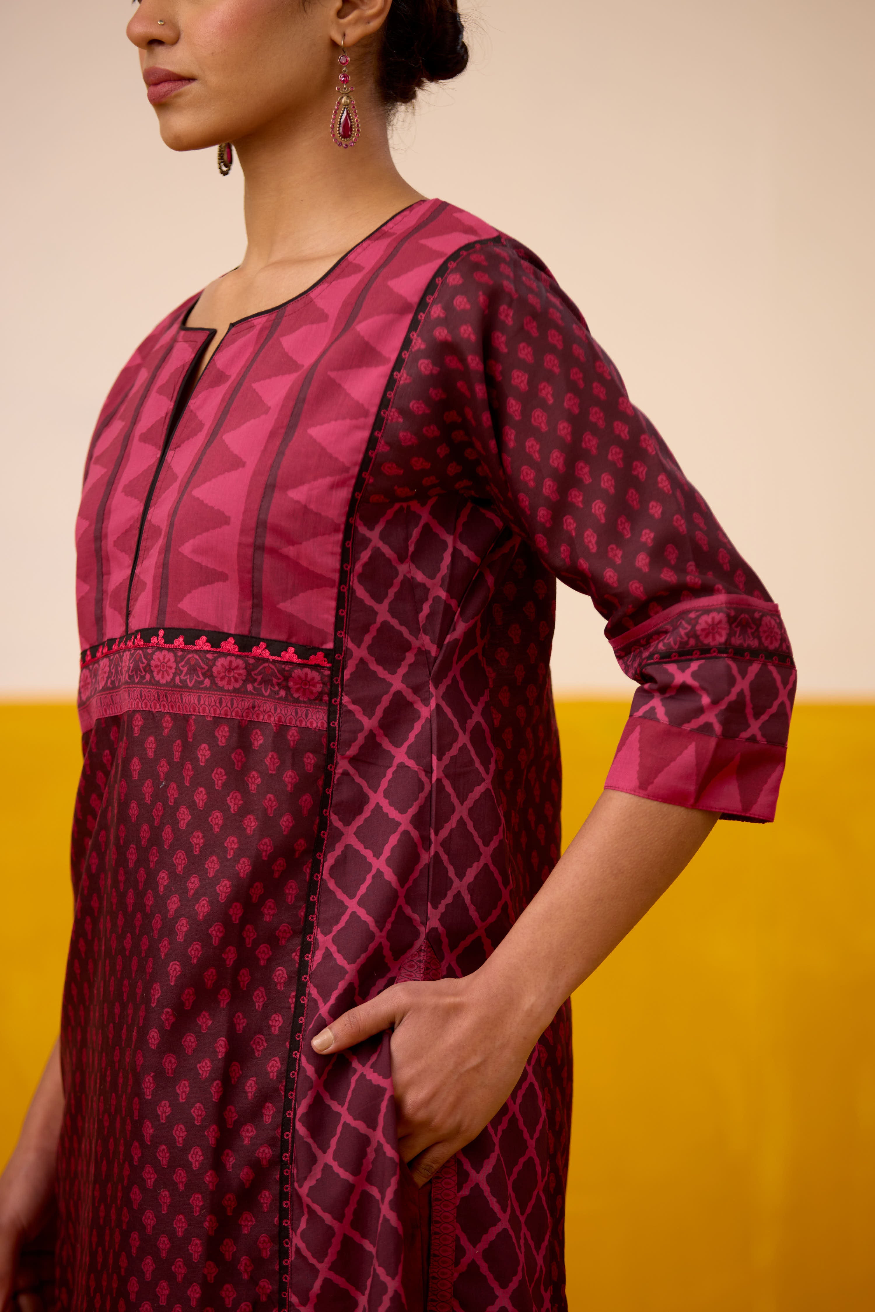 Rozana Chanderi Kurta Dark Mauve