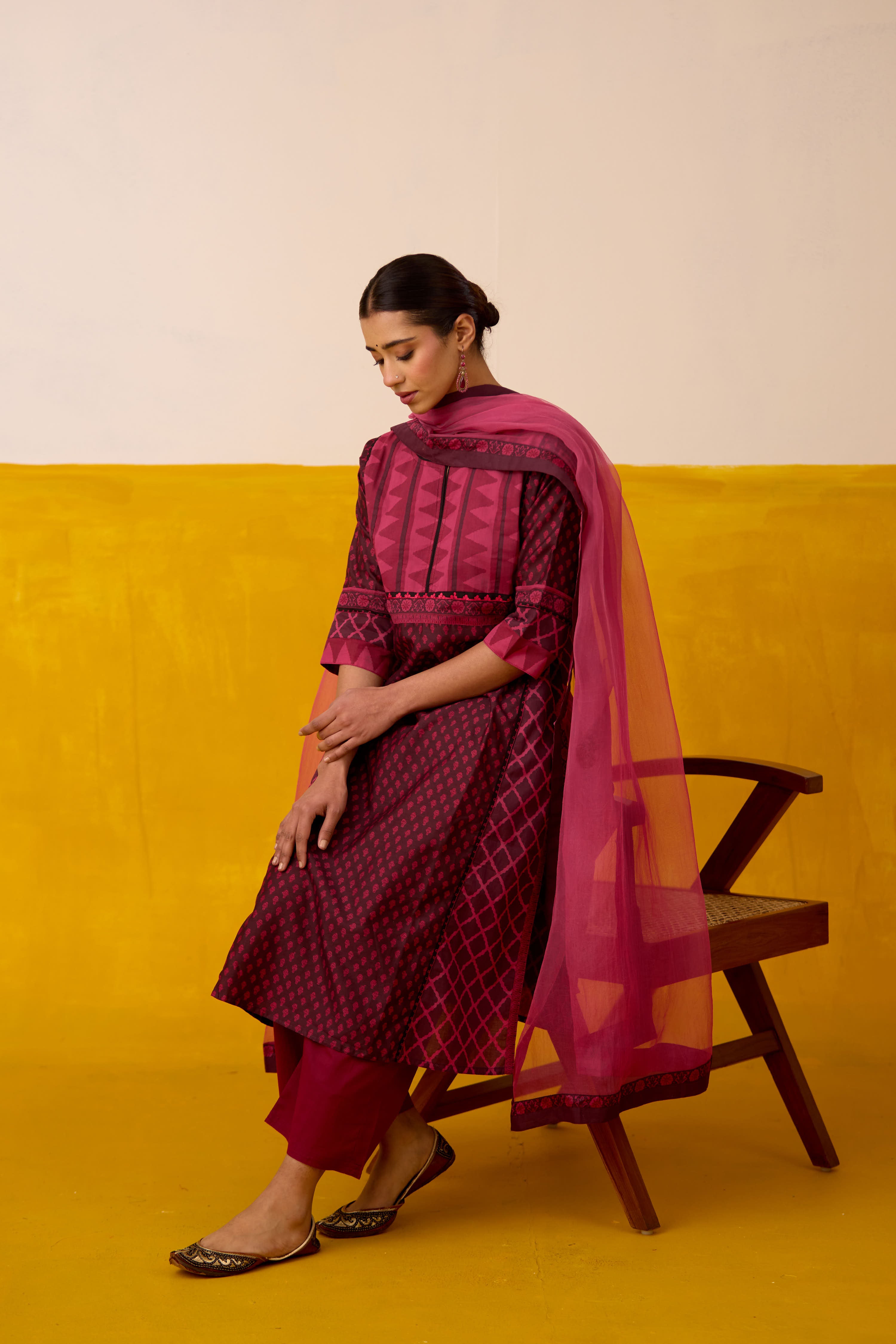 Rozana Chanderi Kurta Dark Mauve