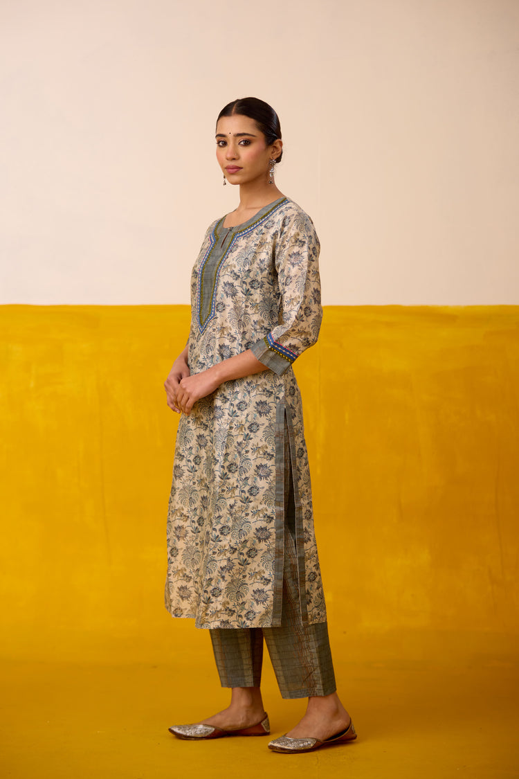 Rozana Pant Teal Grey