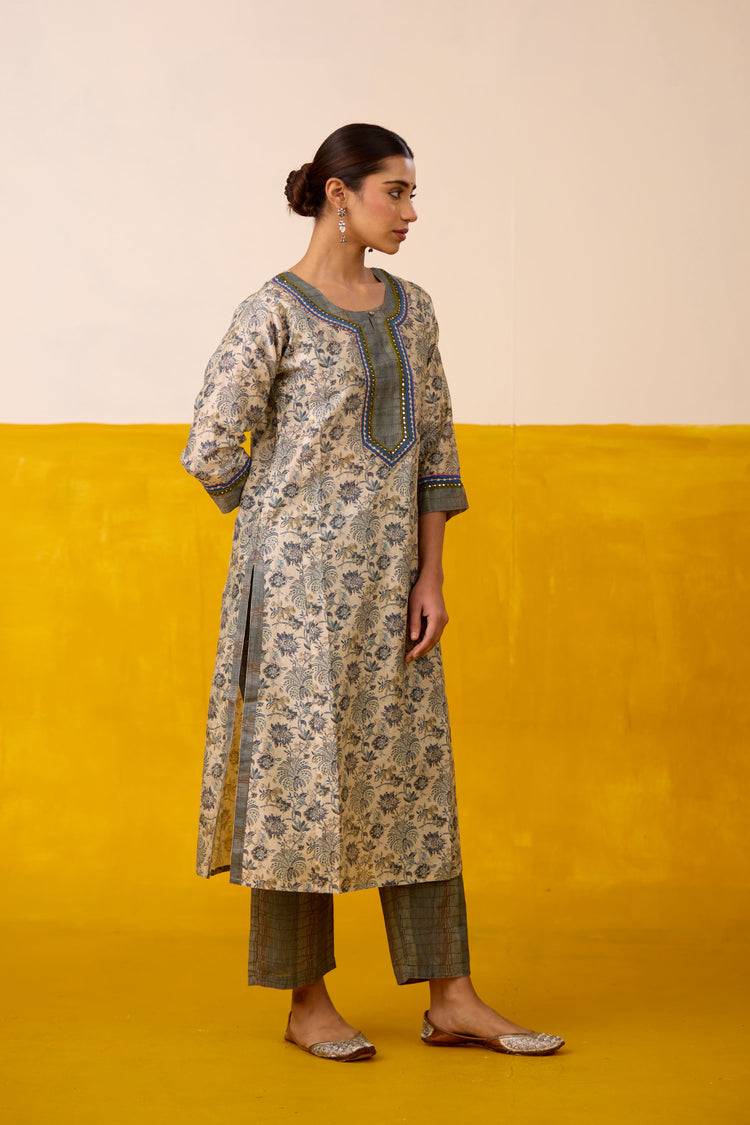 Rozana Pant Teal Grey