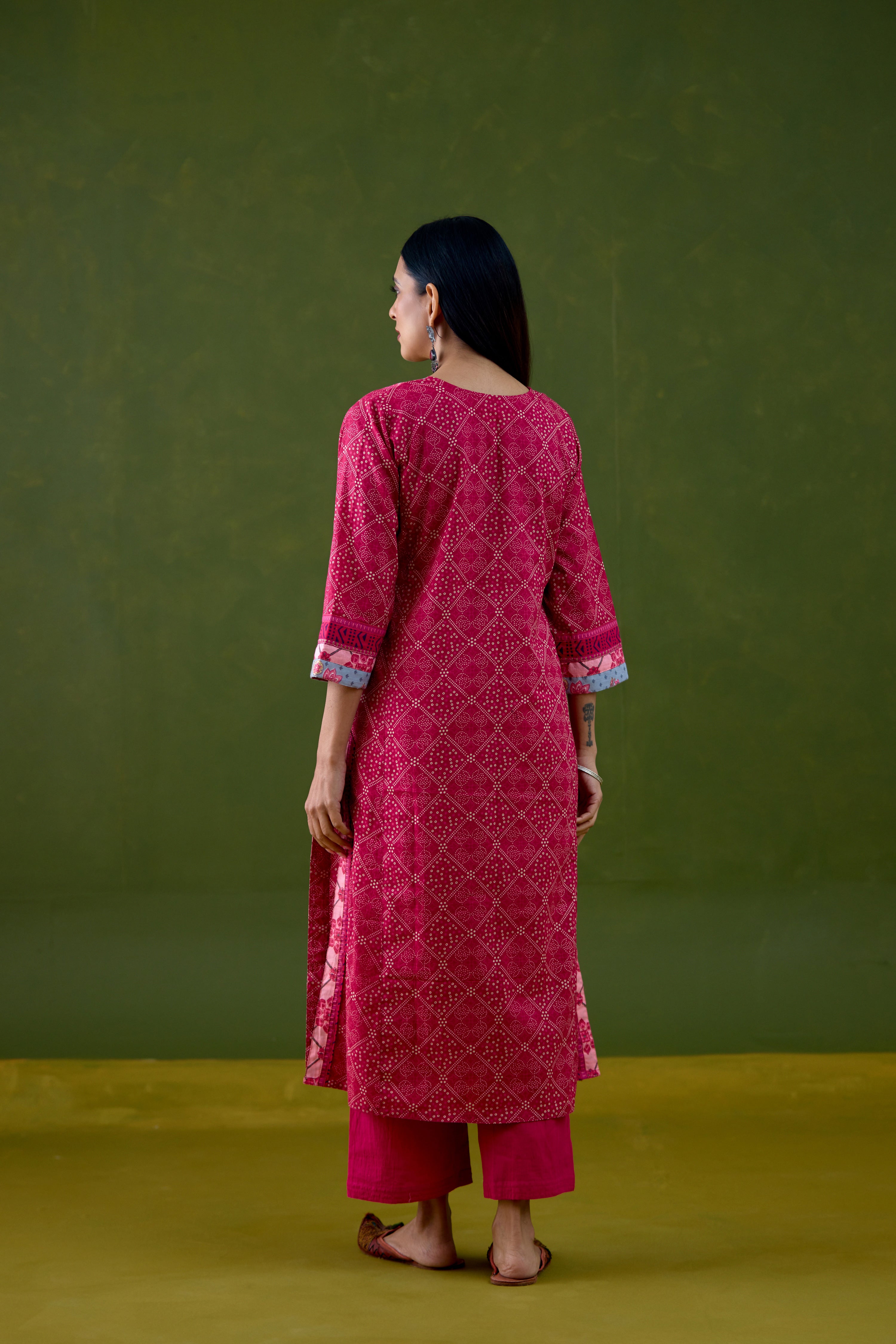 Rozana Cotton Printed Kurta Pink