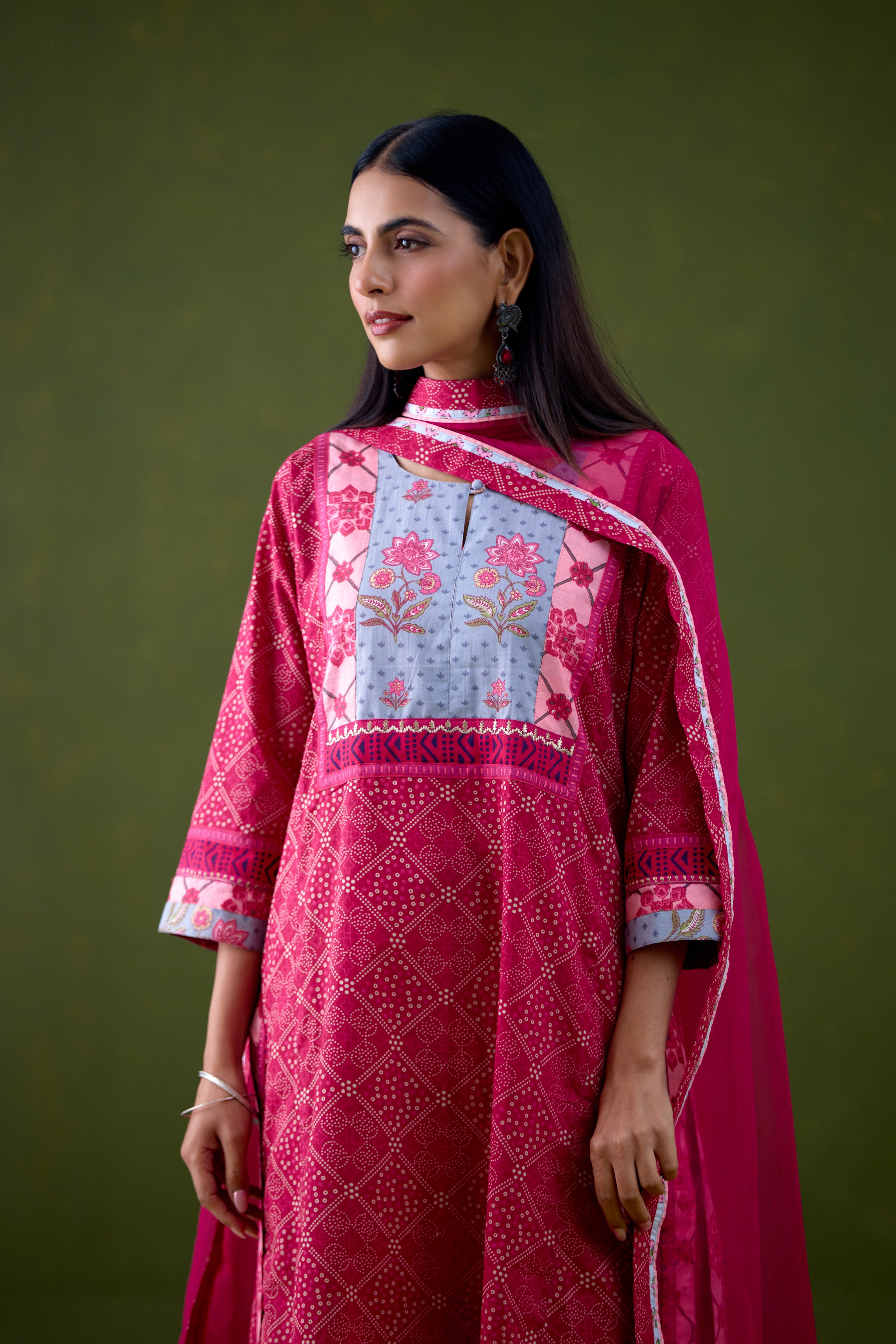 Rozana Cotton Printed Kurta Pink