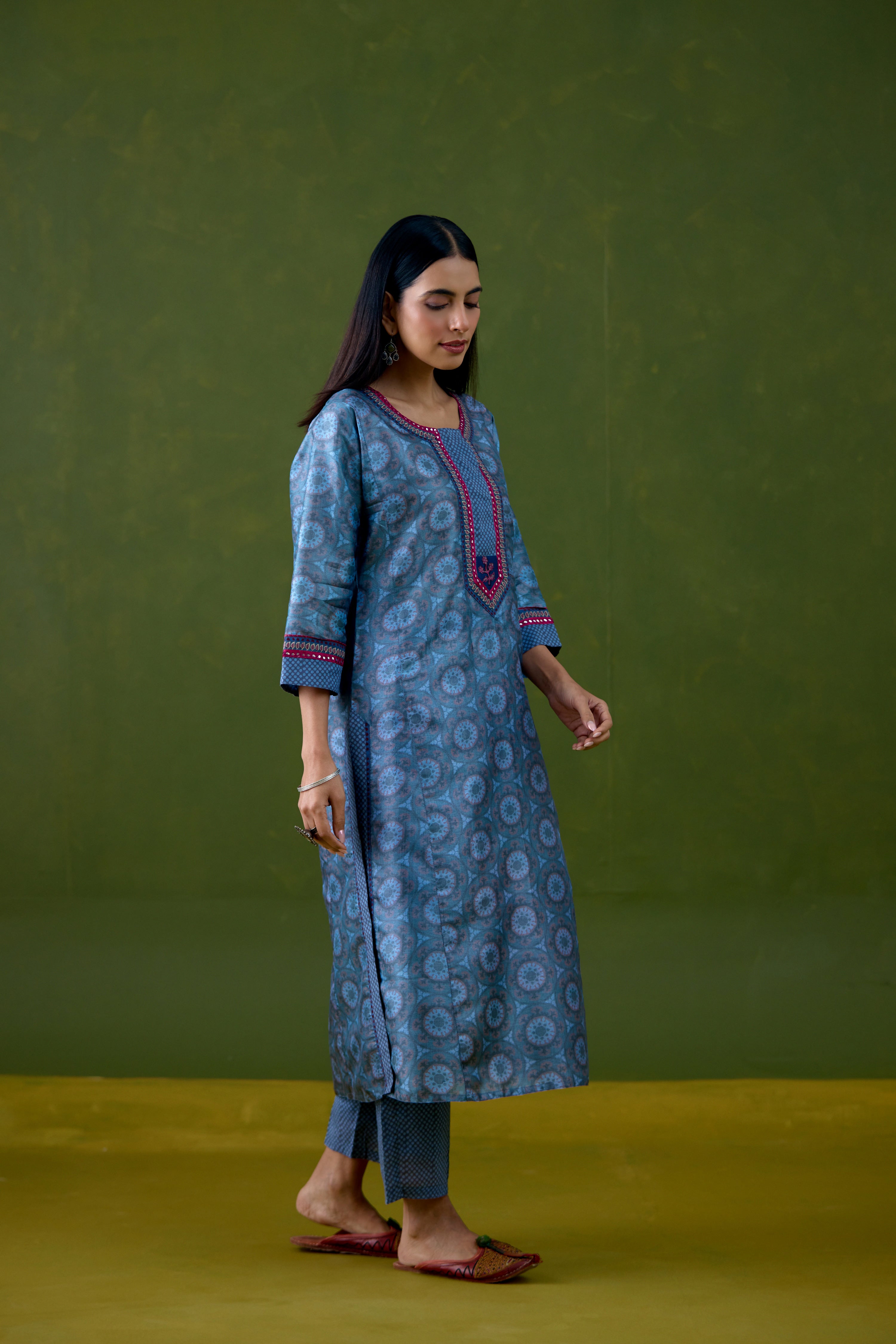 Rozana Pant Teal Blue