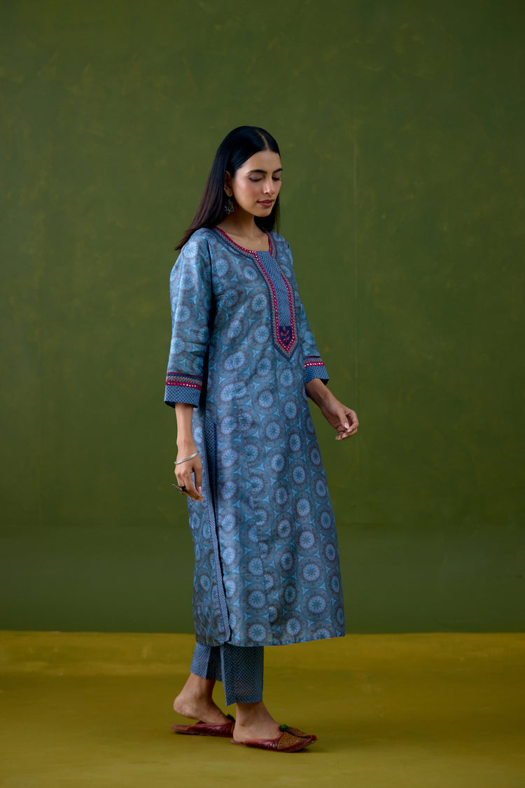 Rozana Pant Teal Blue