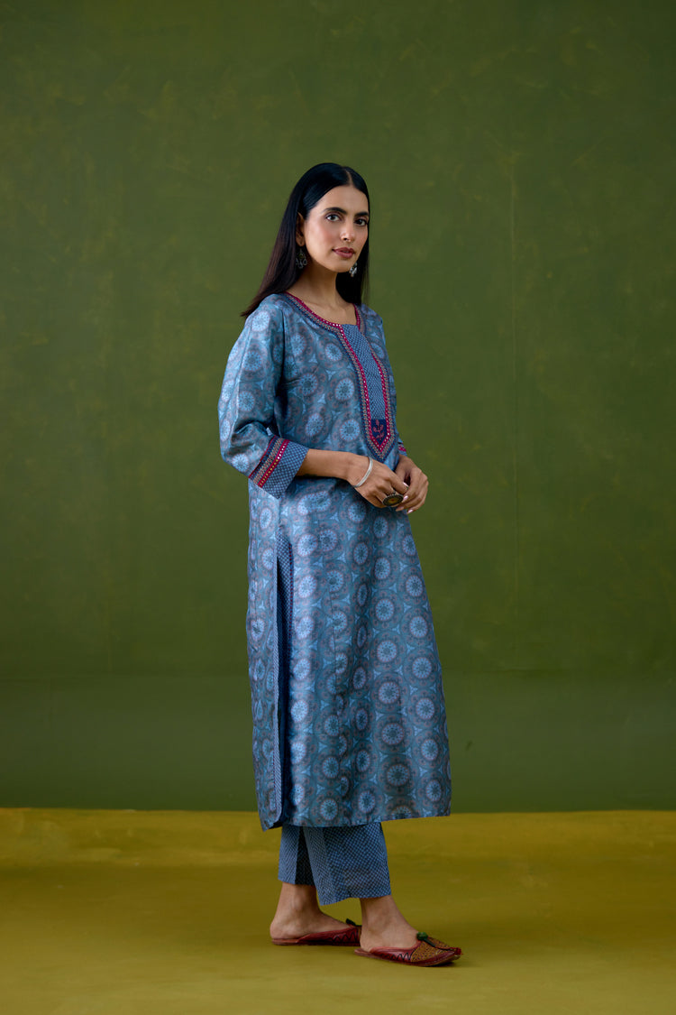 Rozana Pant Teal Blue