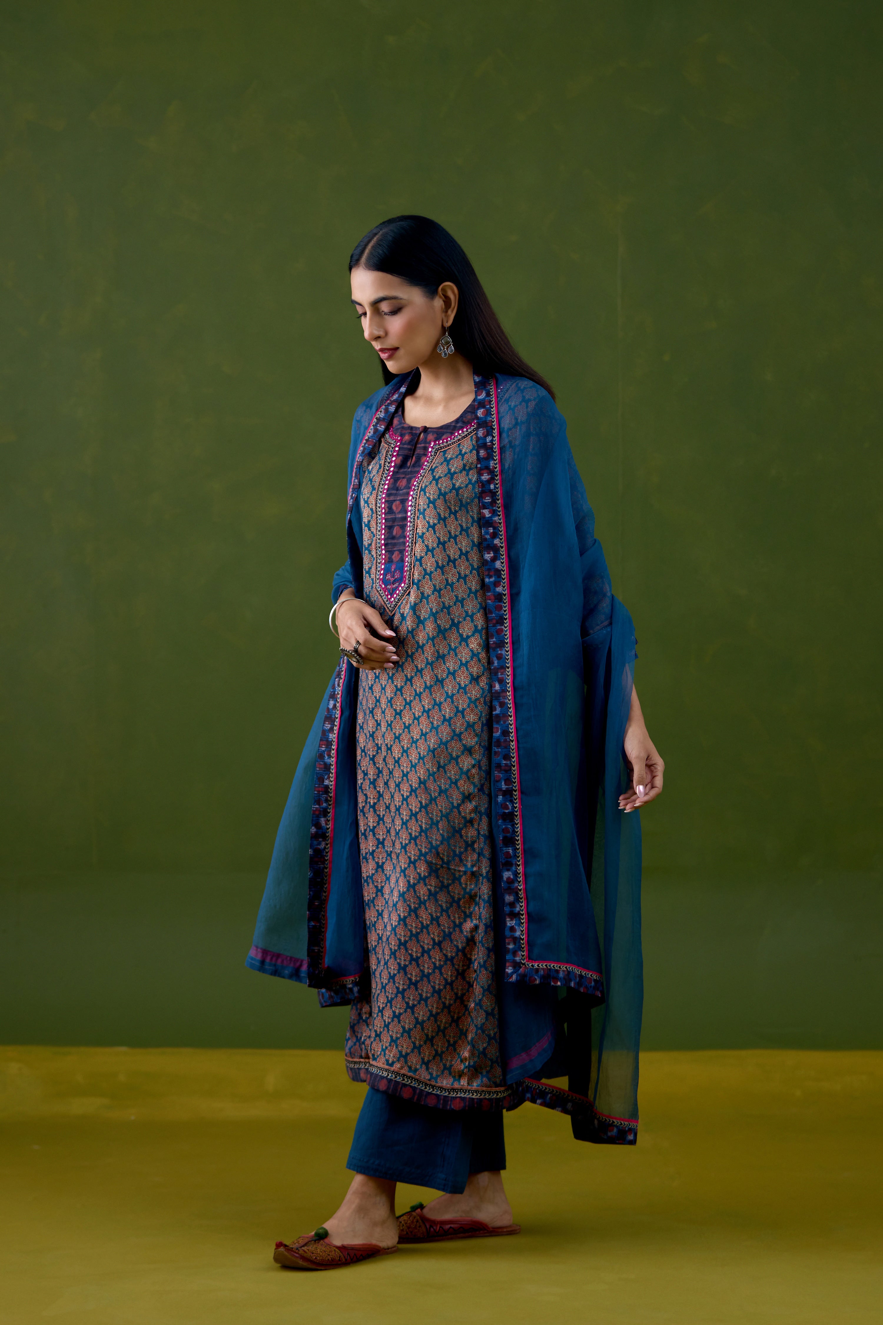 Medh Dupatta Teal Blue