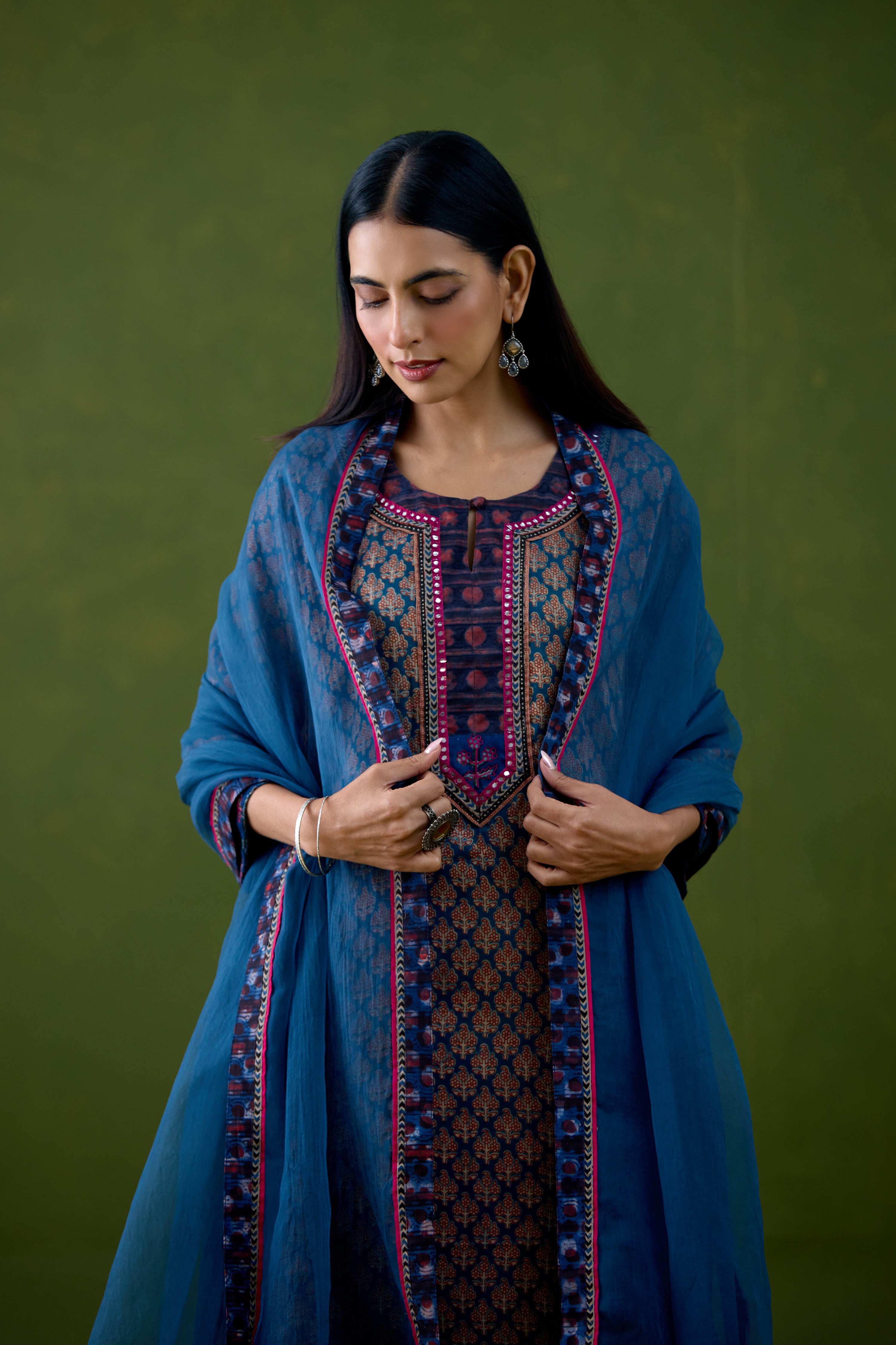 Medh Dupatta Teal Blue