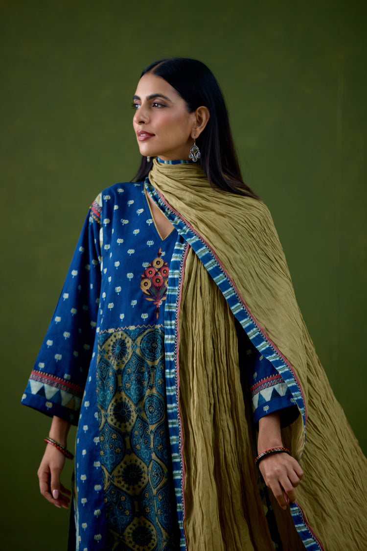 Rozana Dupatta Ochre Green