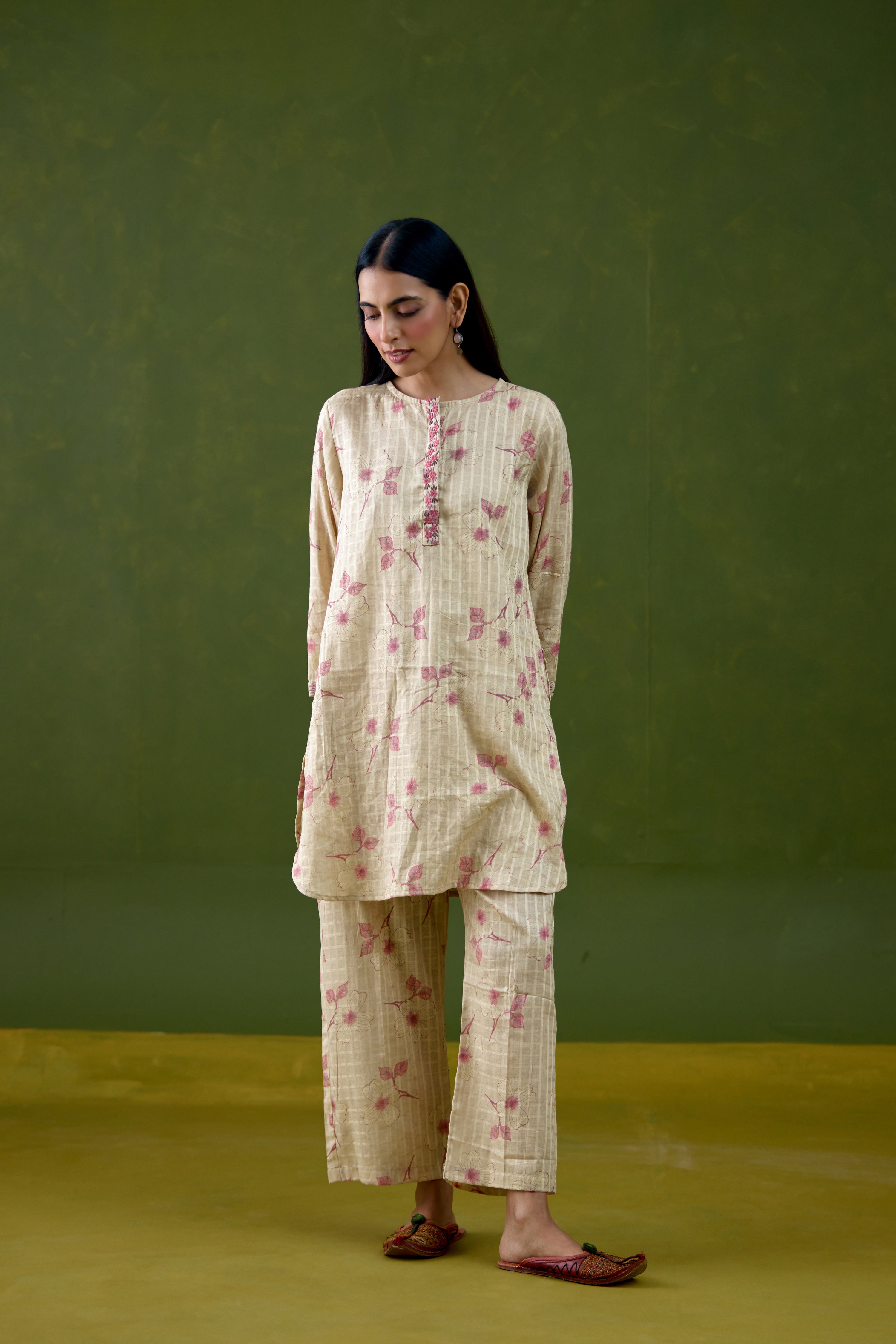 Cora Co-ord Set Cream Pink