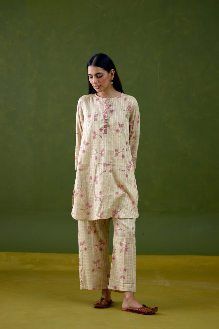 Cora Co-ord Set Cream Pink