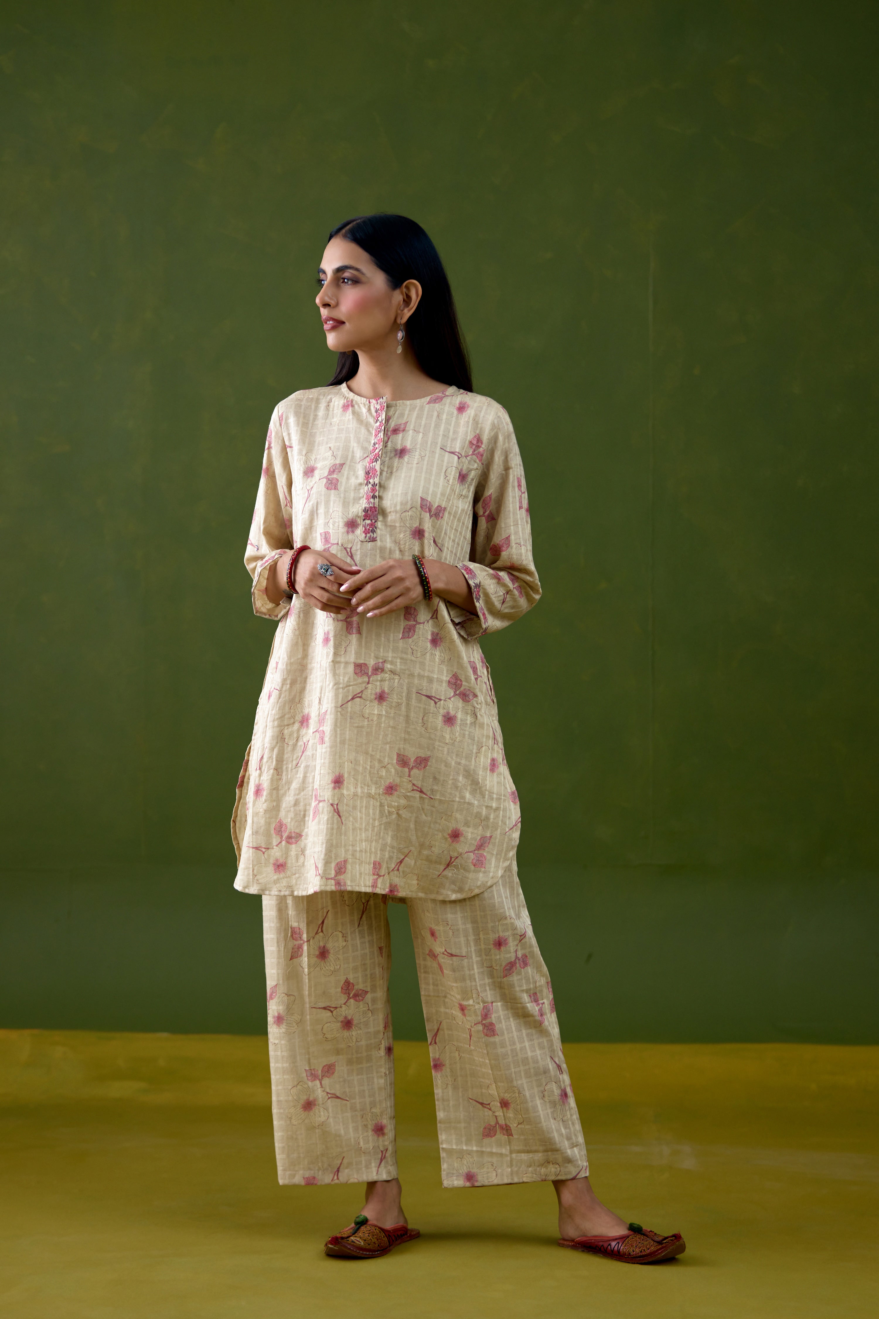 Cora Co-ord Set Cream Pink