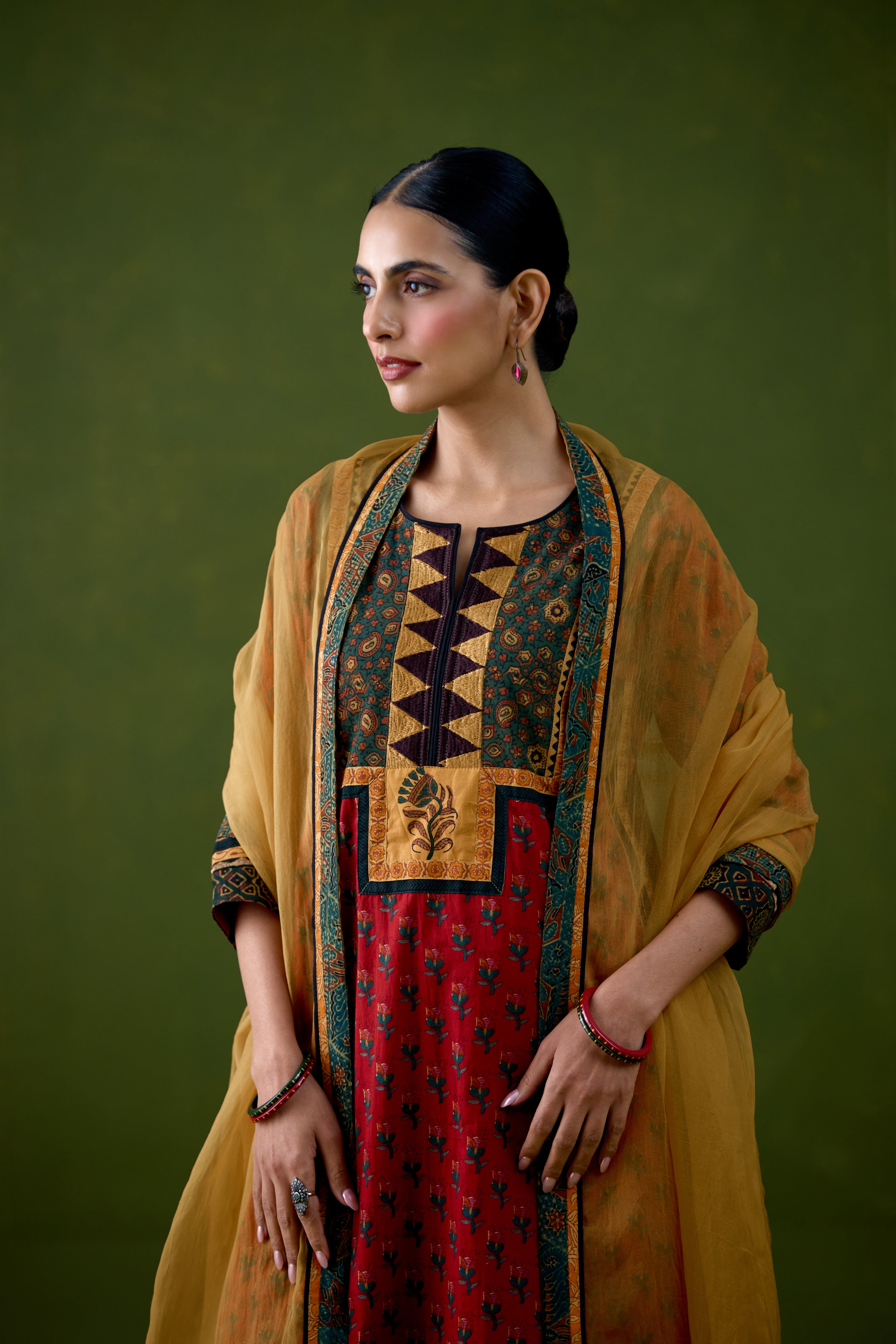 Anu Cotton Printed Kurta Red