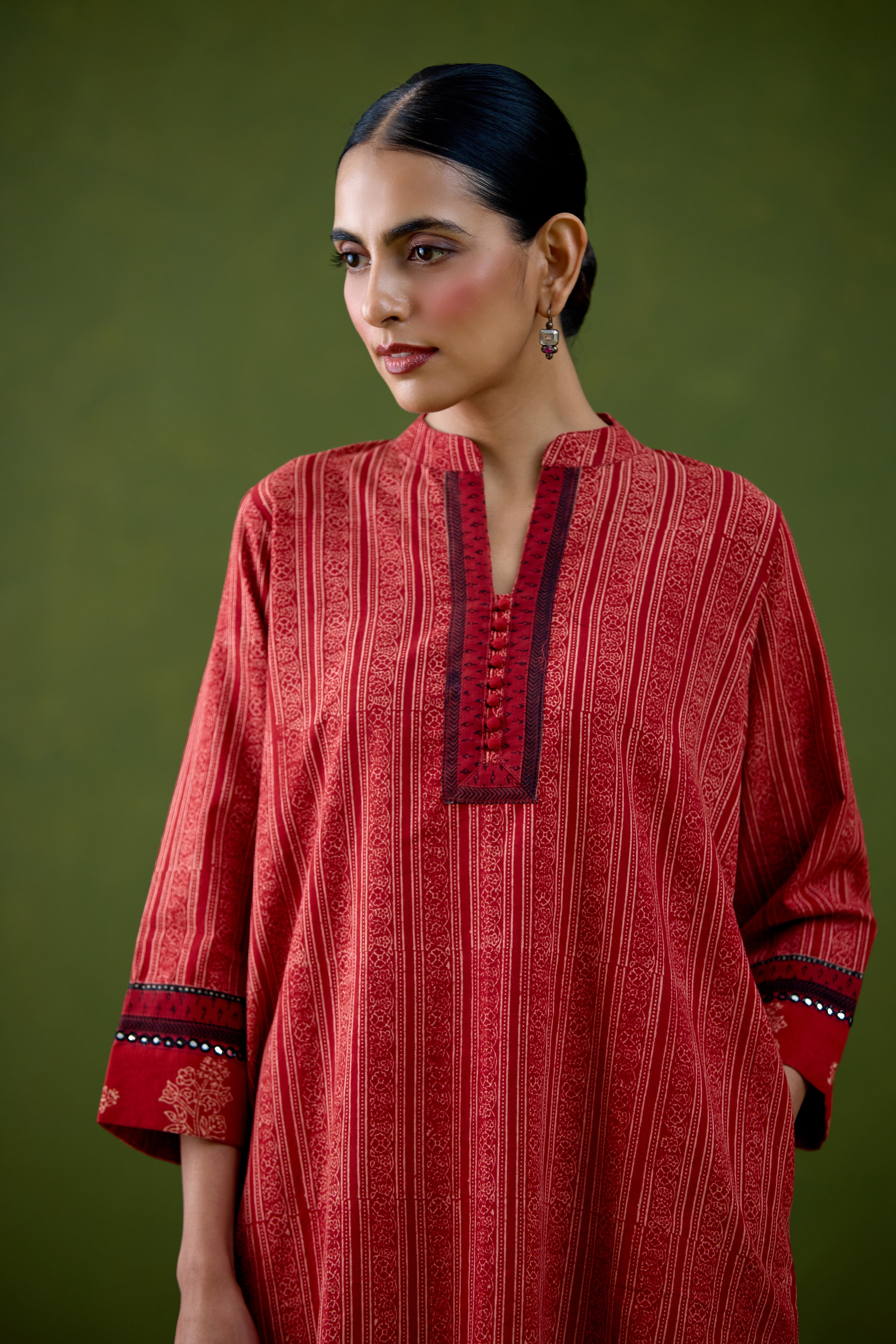 Bodhi Cotton Printed Co-ord Set Maroon