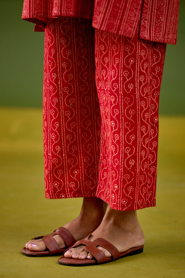 Bodhi Cotton Printed Co-ord Set Maroon