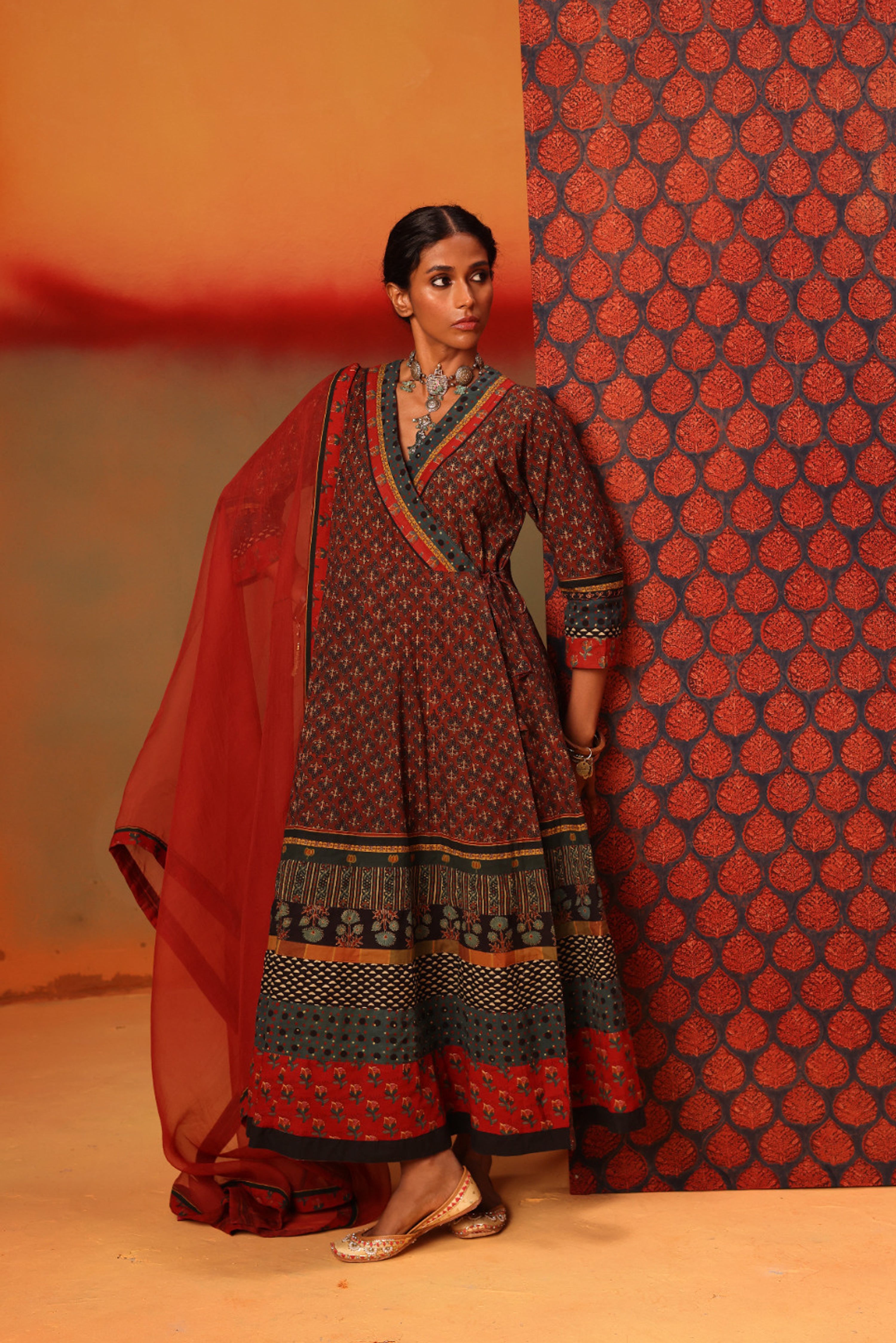 Nargis Cotton Vanaspati Block Printed Kurta Maroon (10039944249643)