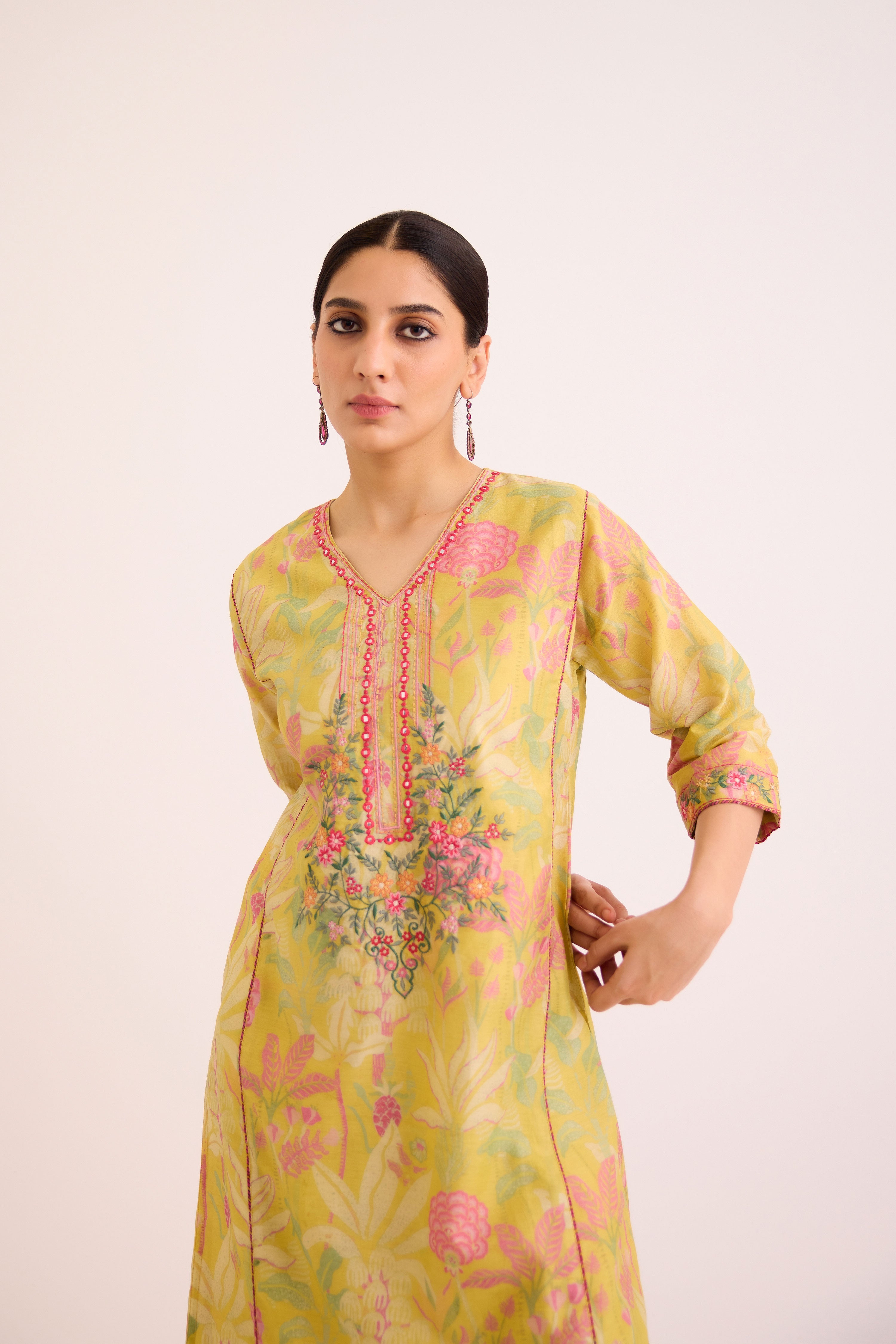 Dienne Kurta Light Yellow Pink (9602426634539)