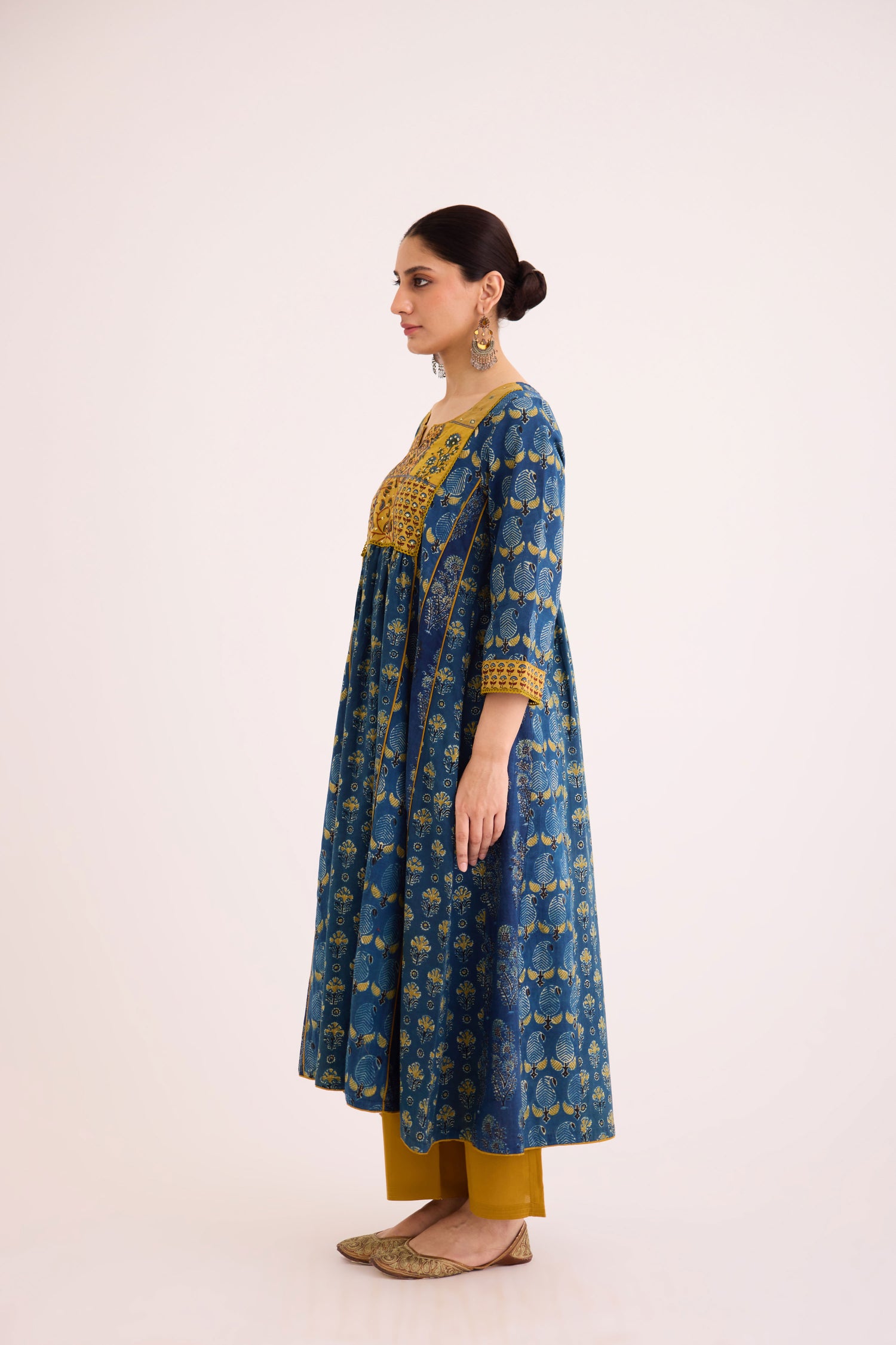 Dreamy Kurta Indigo Musturd (9602887778603)