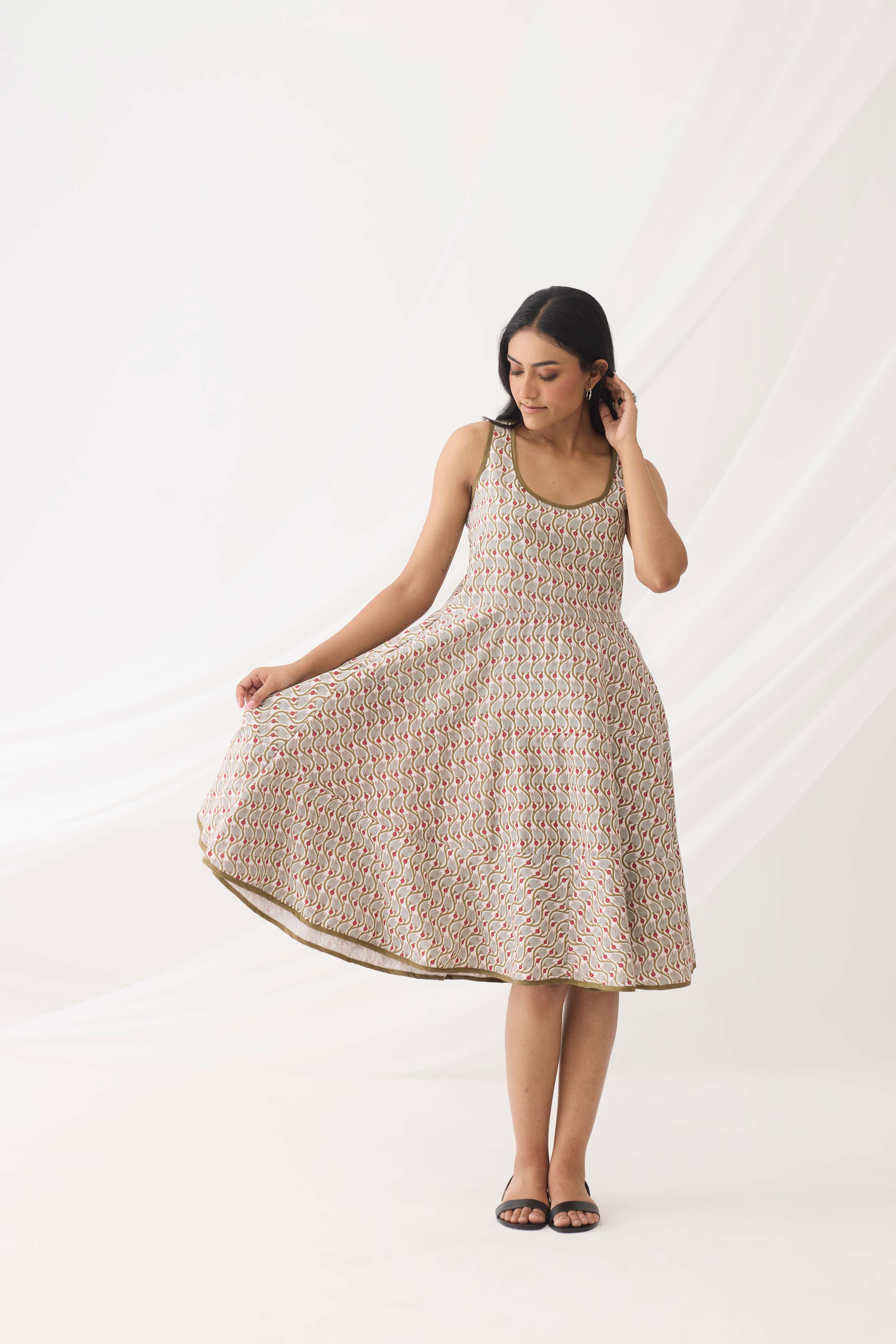 Breazy Dress White Green (9964417057067)