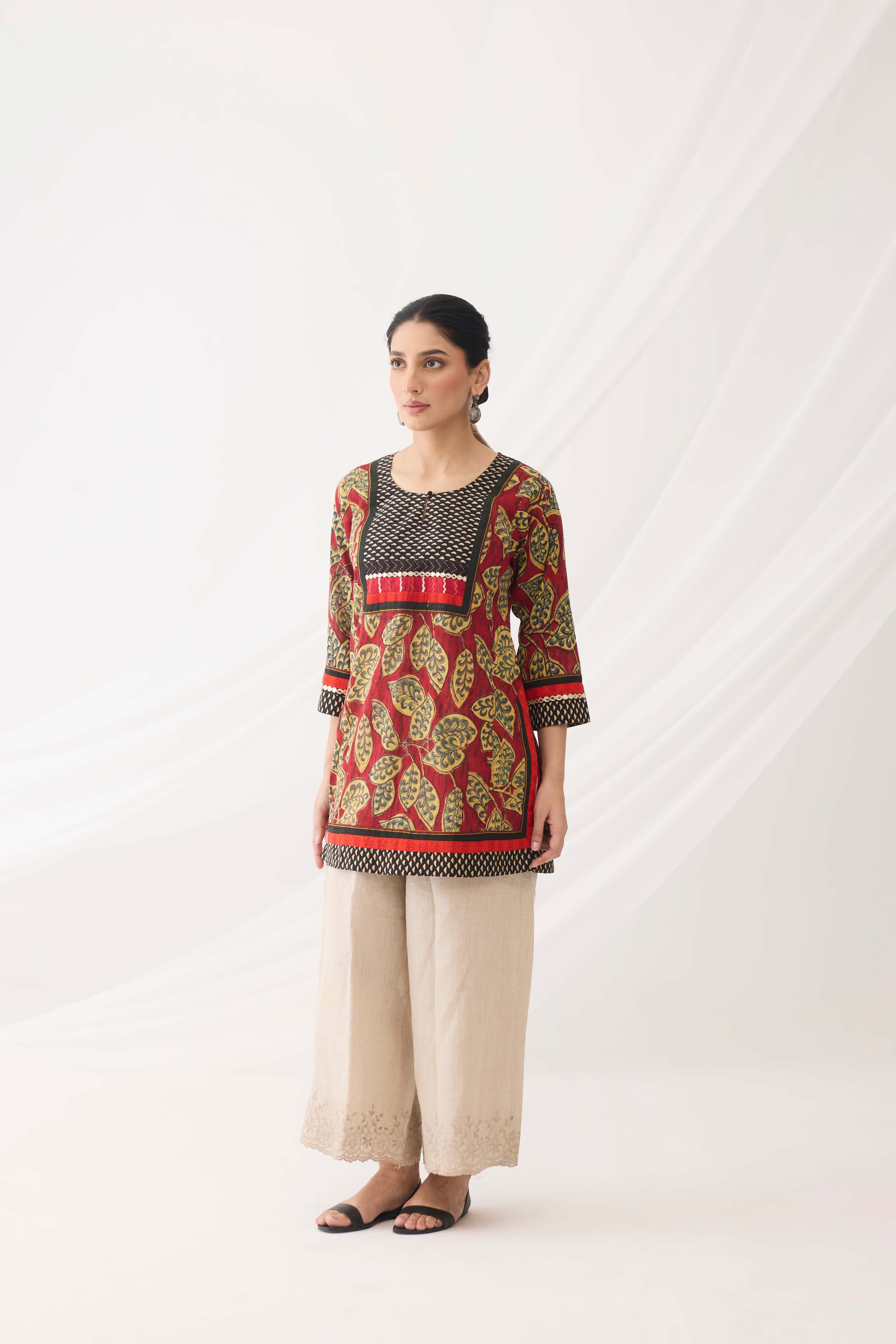 Rozana Kurti Red Beige (9967187362091)