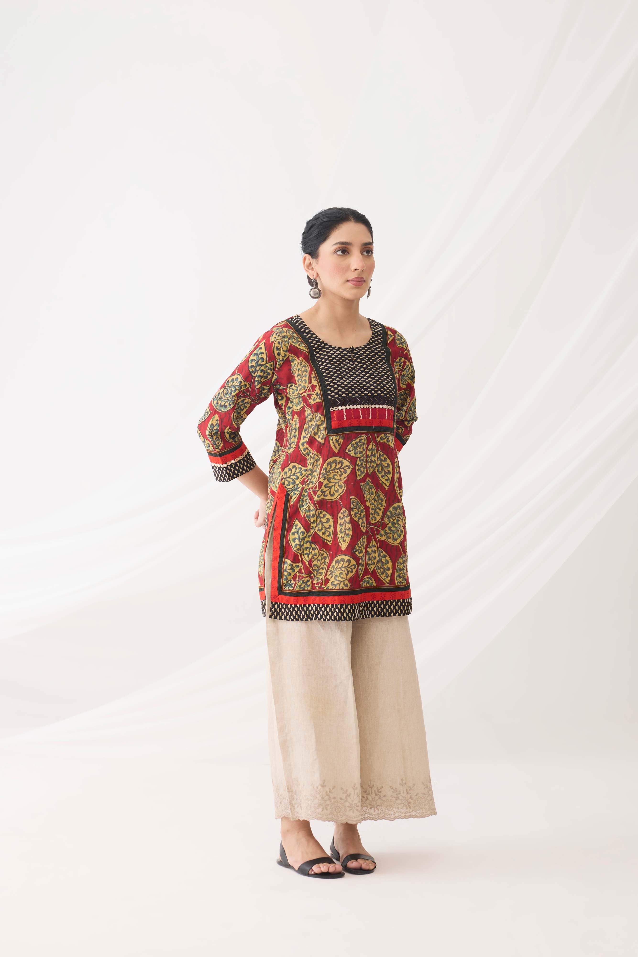 Rozana Kurti Red Beige (9967187362091)