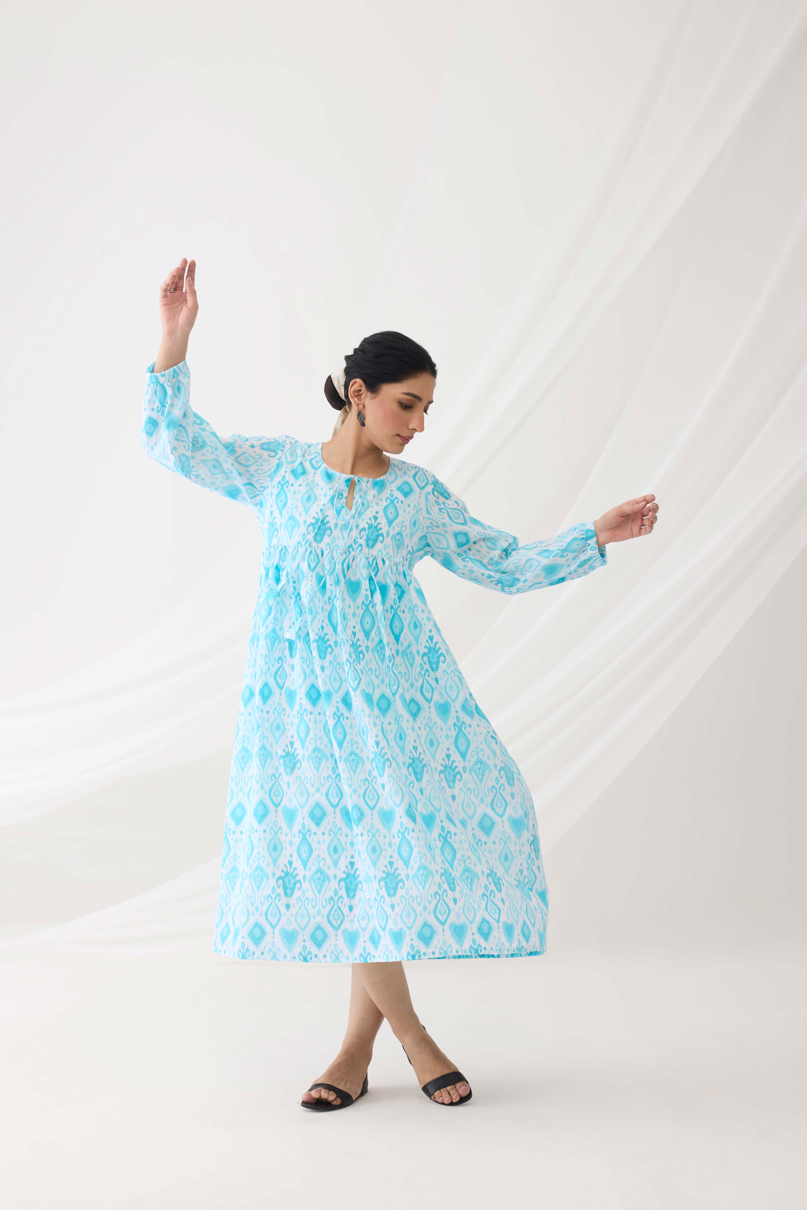 Sofia Dress White Sky Blue (9964421939499)