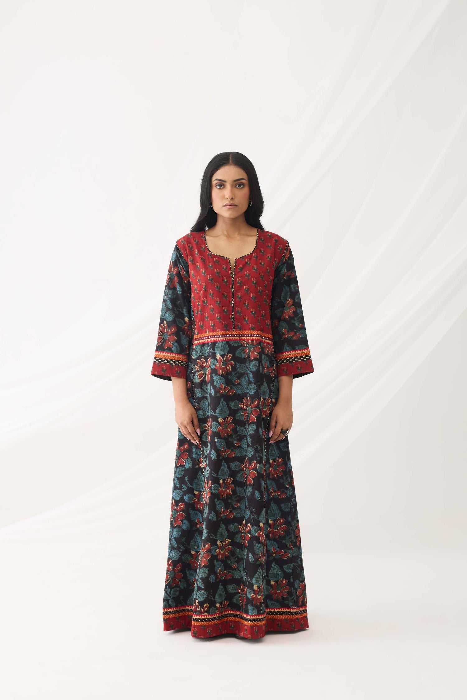 Rozana Caftan Black Teal (9967174222123)