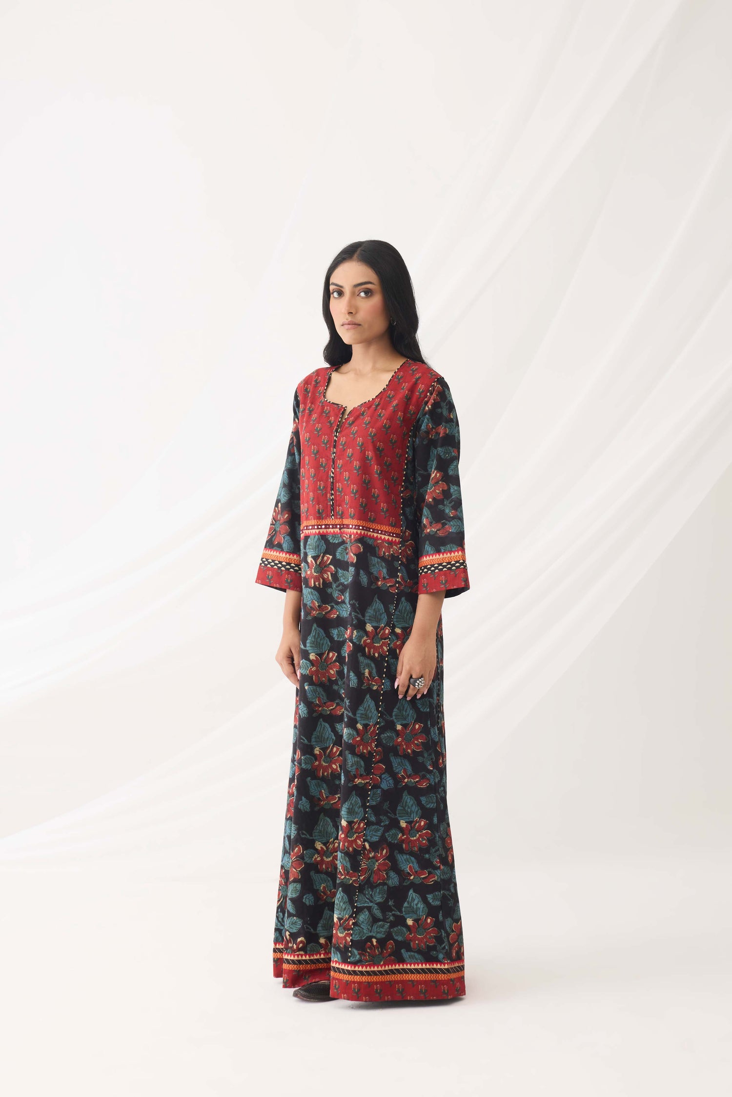 Rozana Caftan Black Teal (9967174222123)