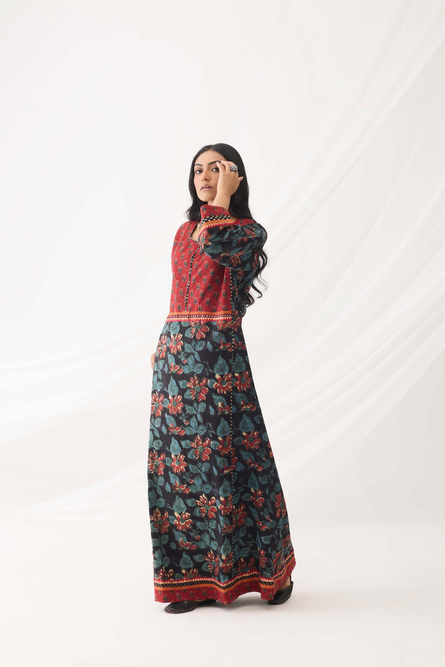 Rozana Caftan Black Teal (9967174222123)