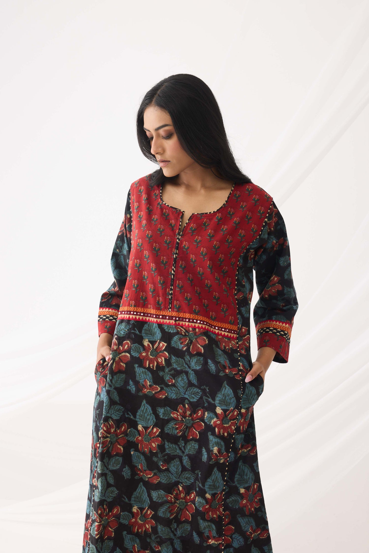 Rozana Caftan Black Teal (9967174222123)