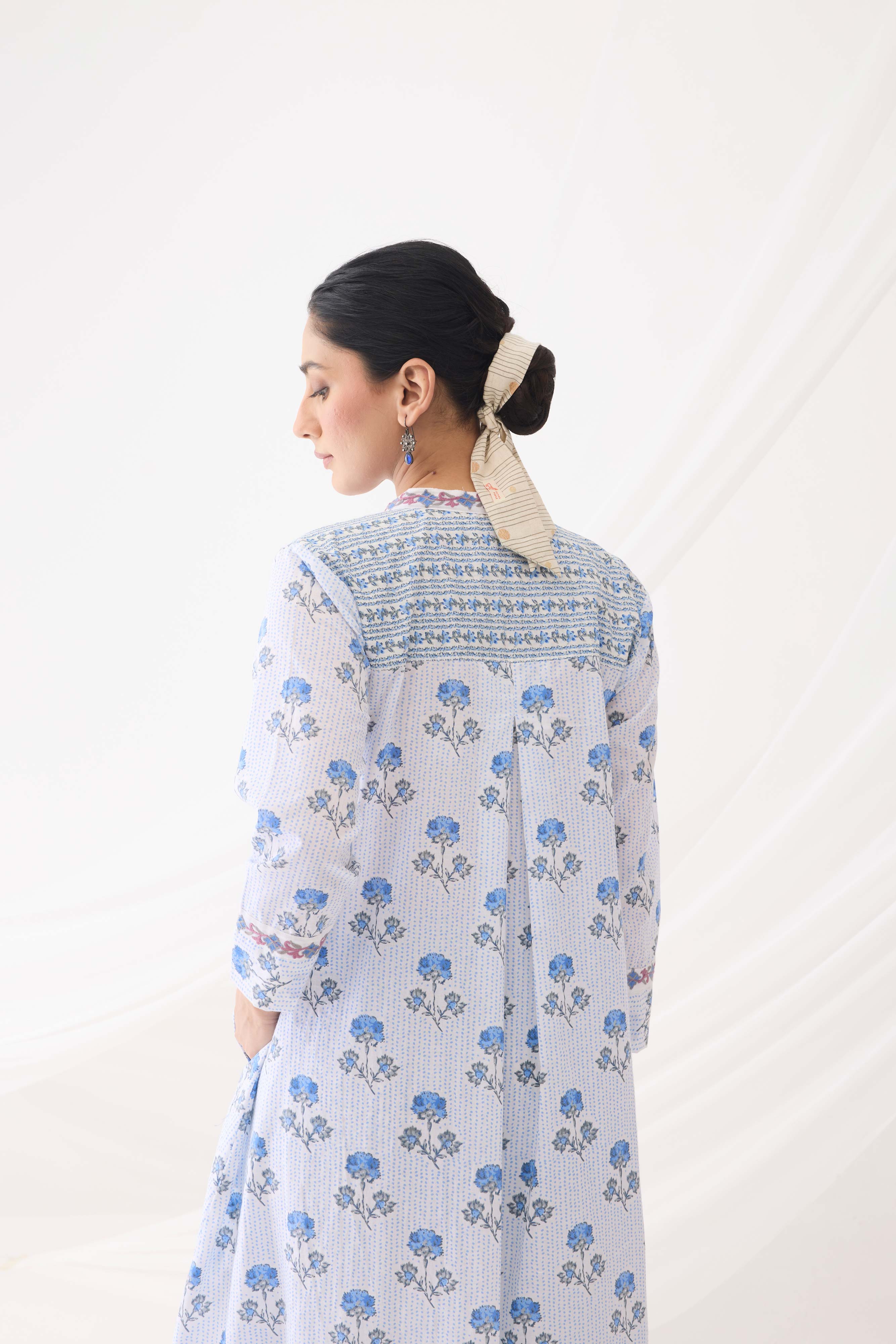 Myra Kurta White Blue (9964084363563)