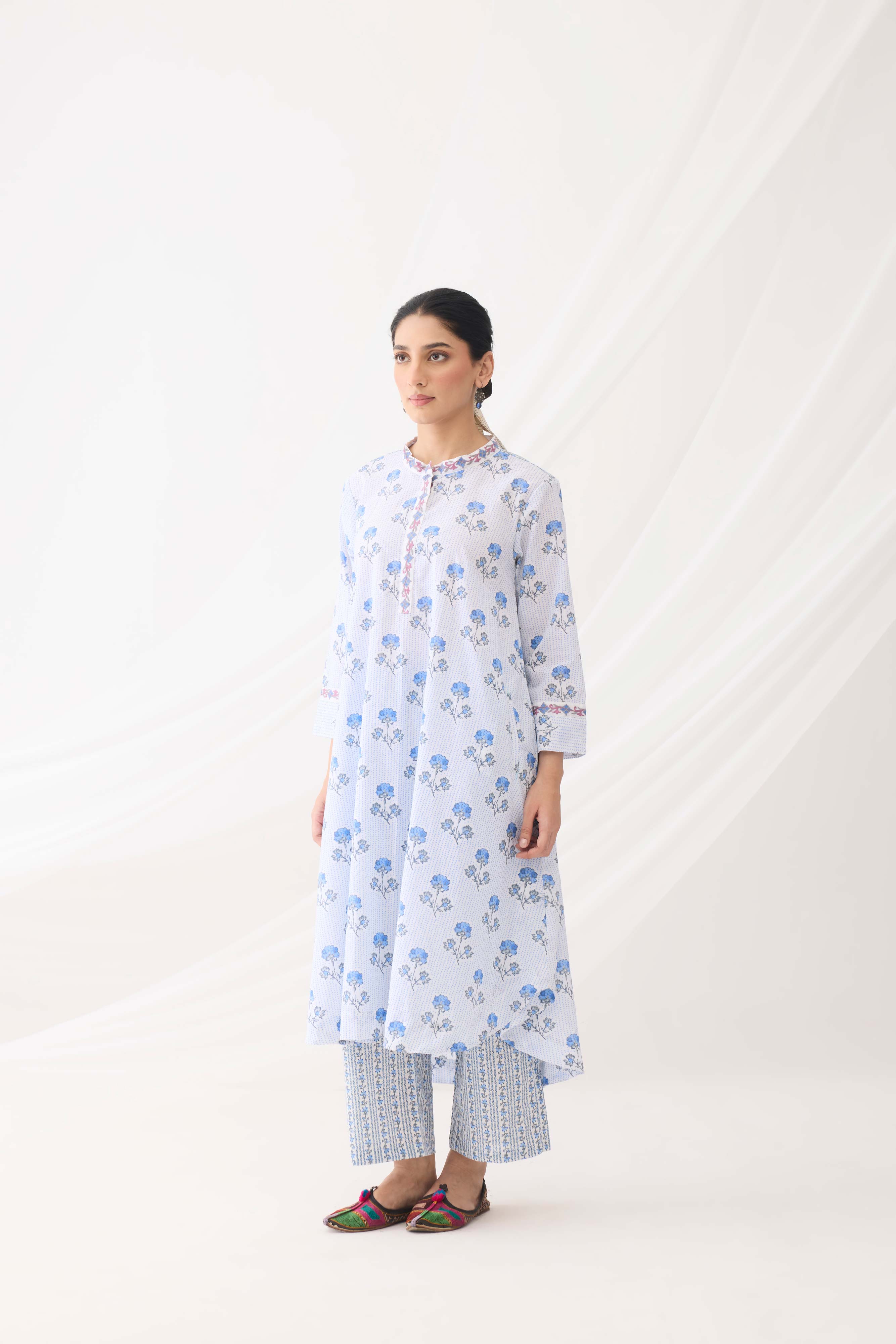 Myra Kurta White Blue (9964084363563)