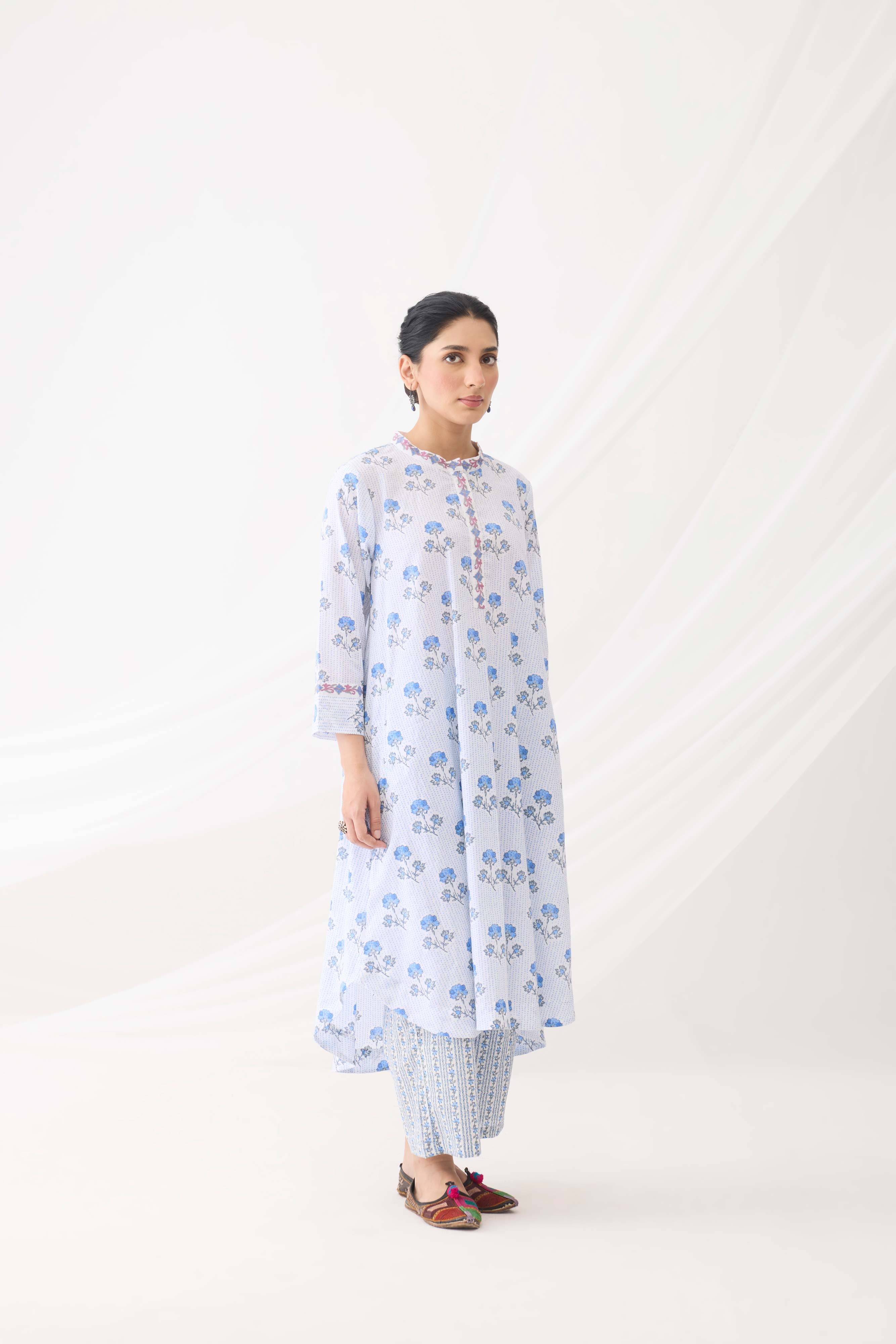 Myra Kurta White Blue (9964084363563)