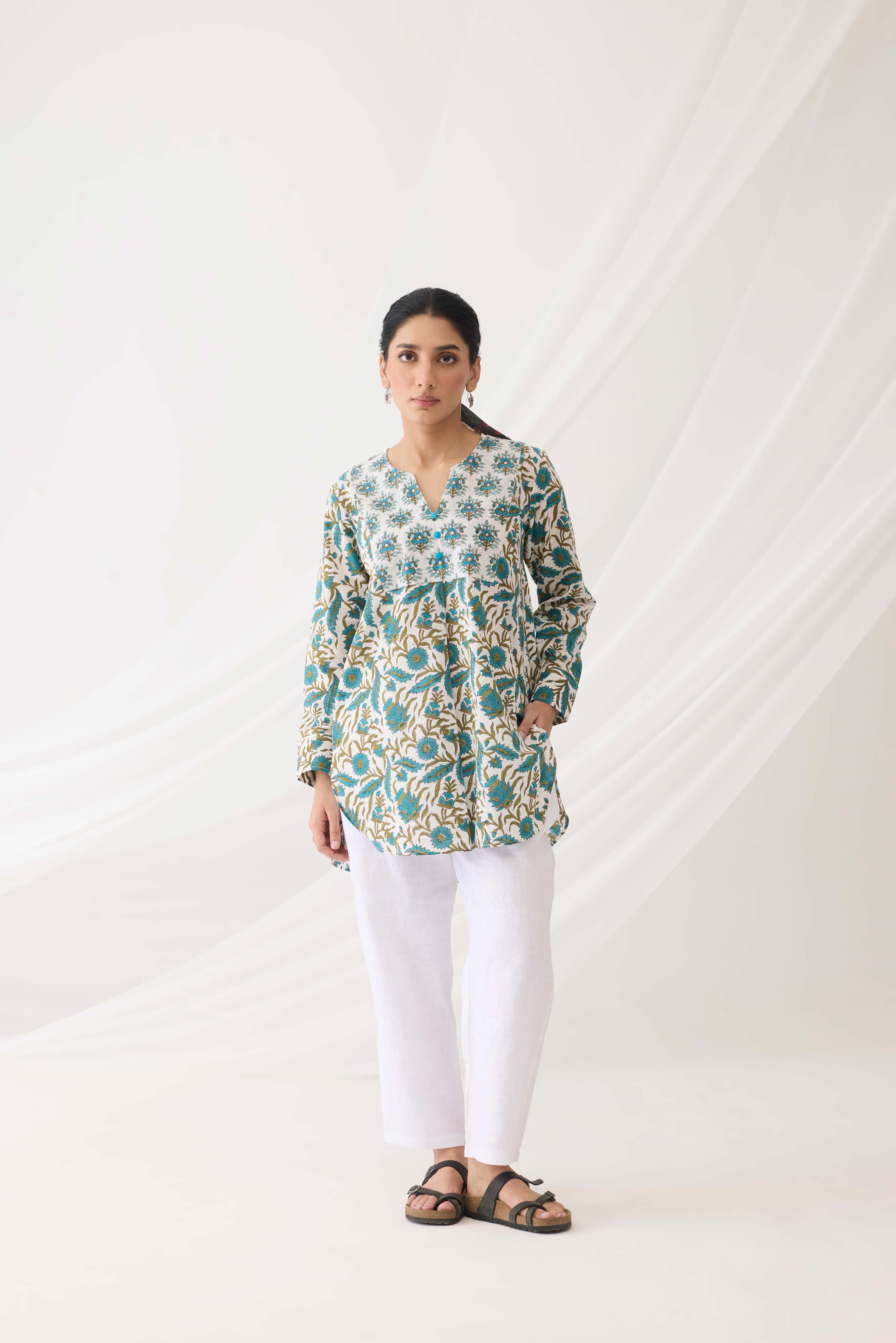 Surya Top White Blue (9964415680811)