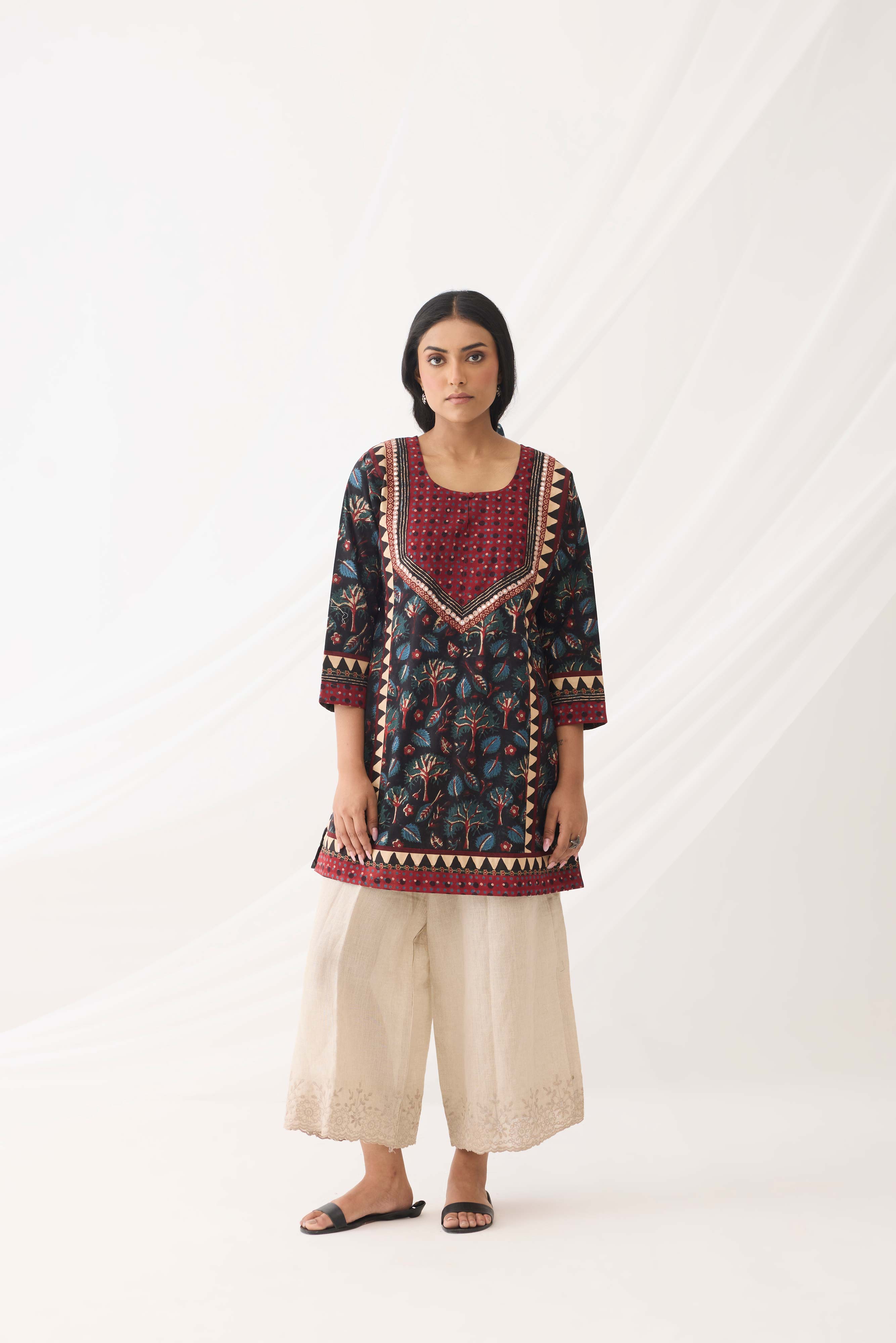 Rozana Kurti Black Teal (9967189164331)