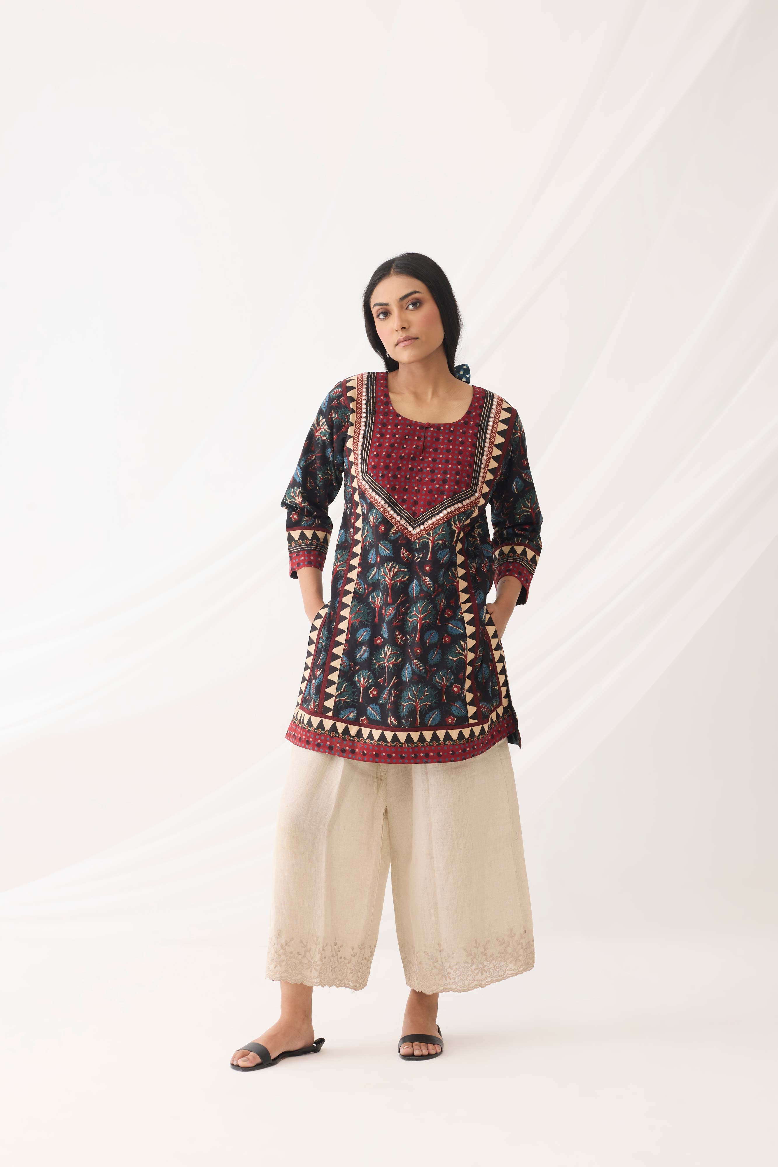 Rozana Kurti Black Teal (9967189164331)