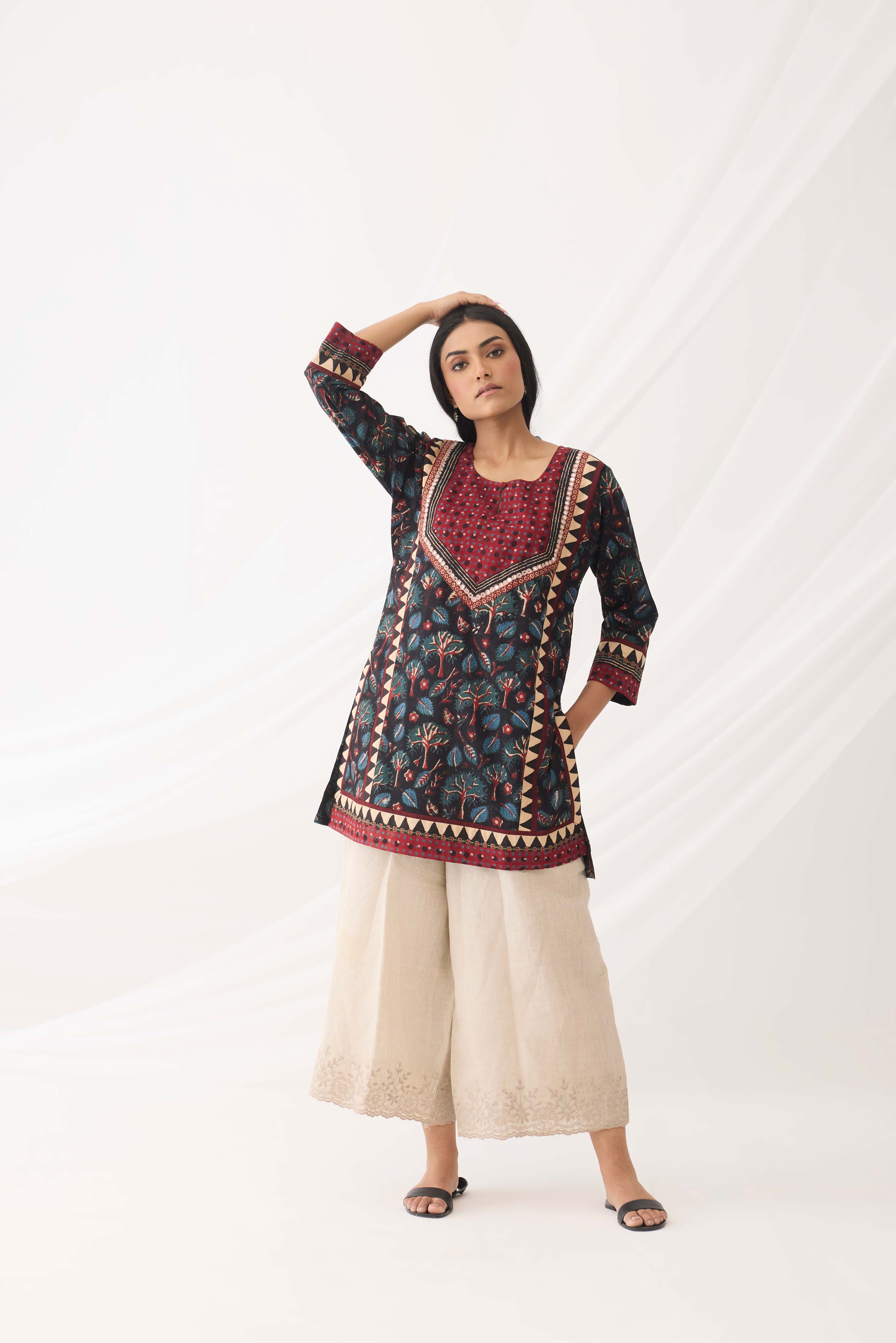 Rozana Kurti Black Teal (9967189164331)