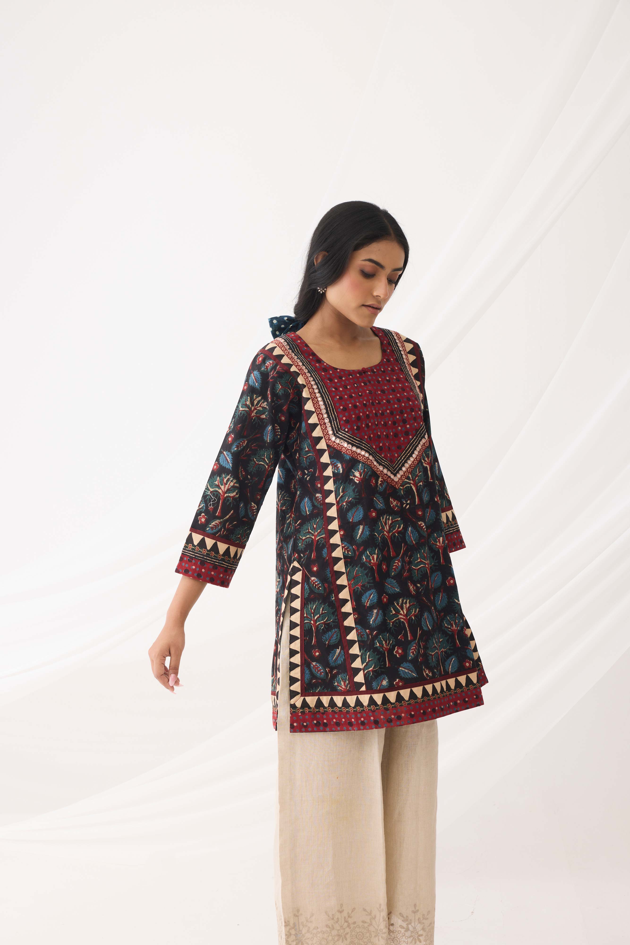 Rozana Kurti Black Teal (9967189164331)