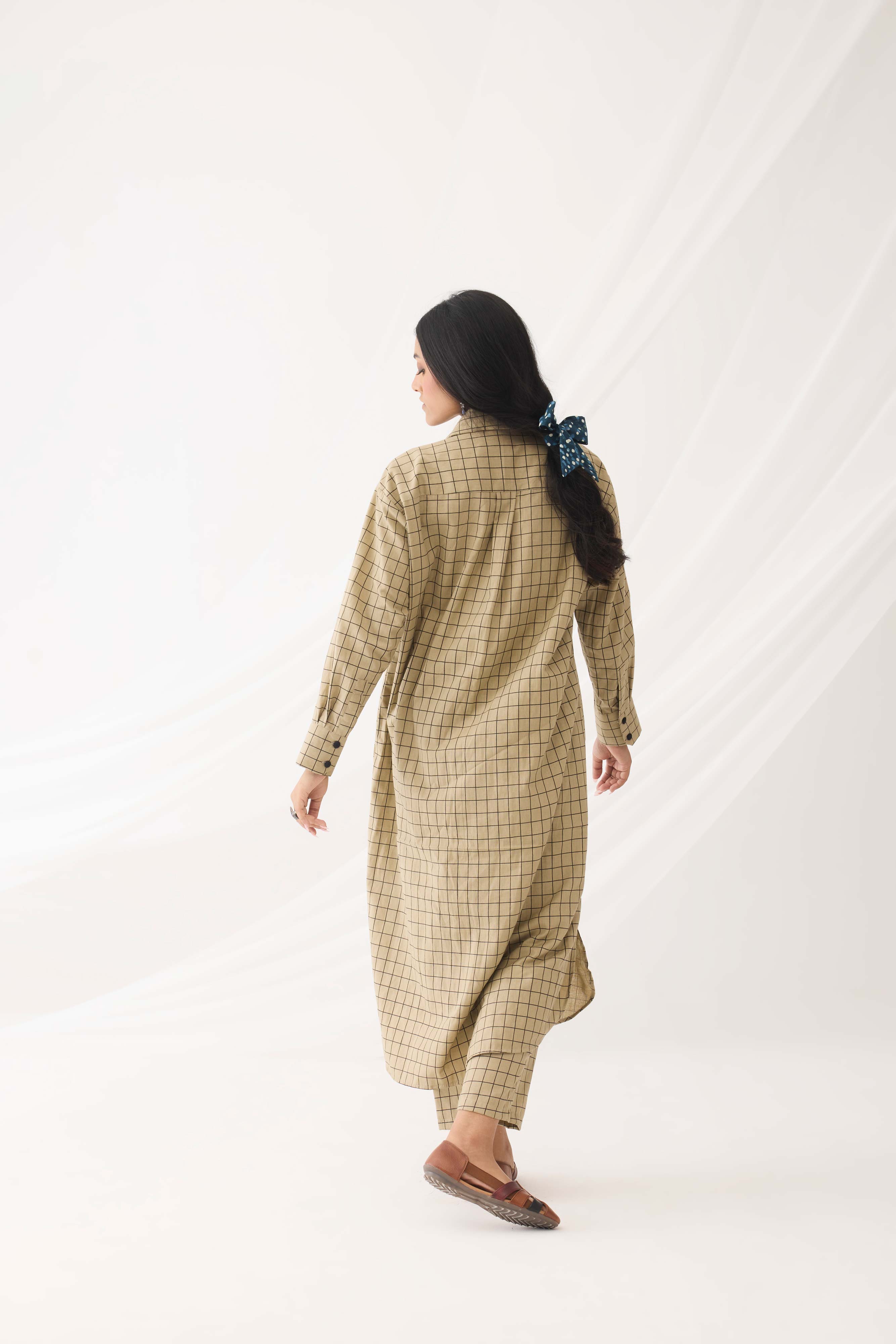 Ava Long Co-ord Beige Check (9964450775339)