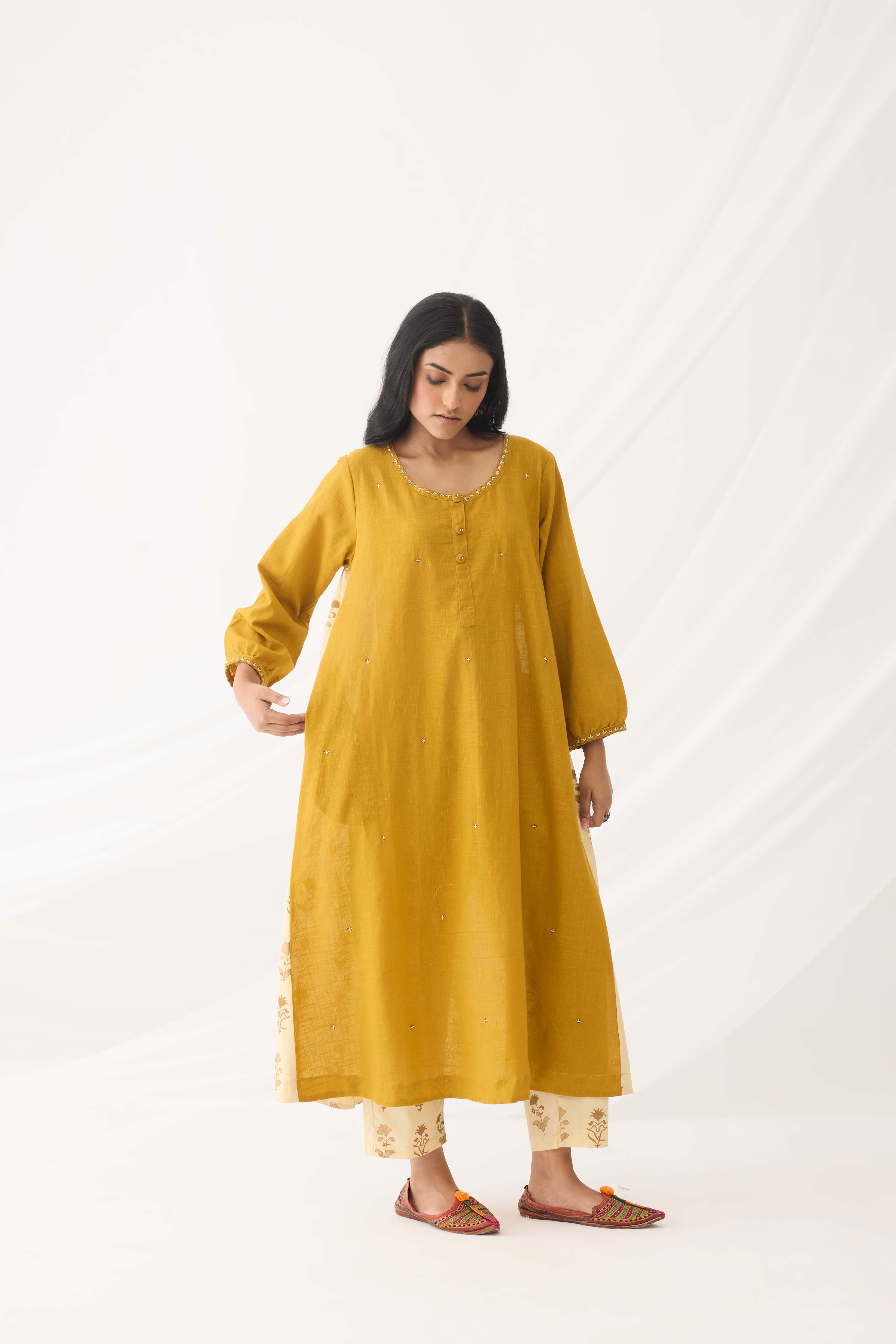 Anaya Kurta Mustard (9964086657323)