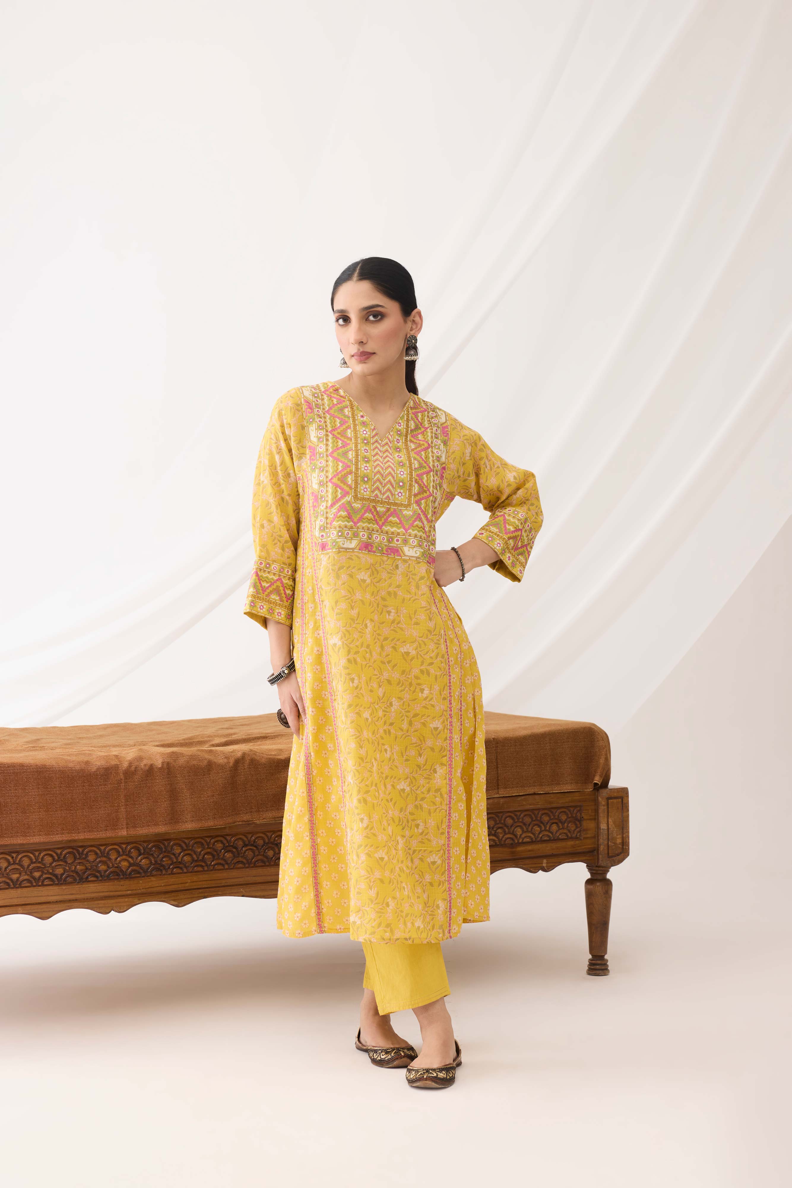 Tulsi Kurta Yellow Pink (9963504369963)