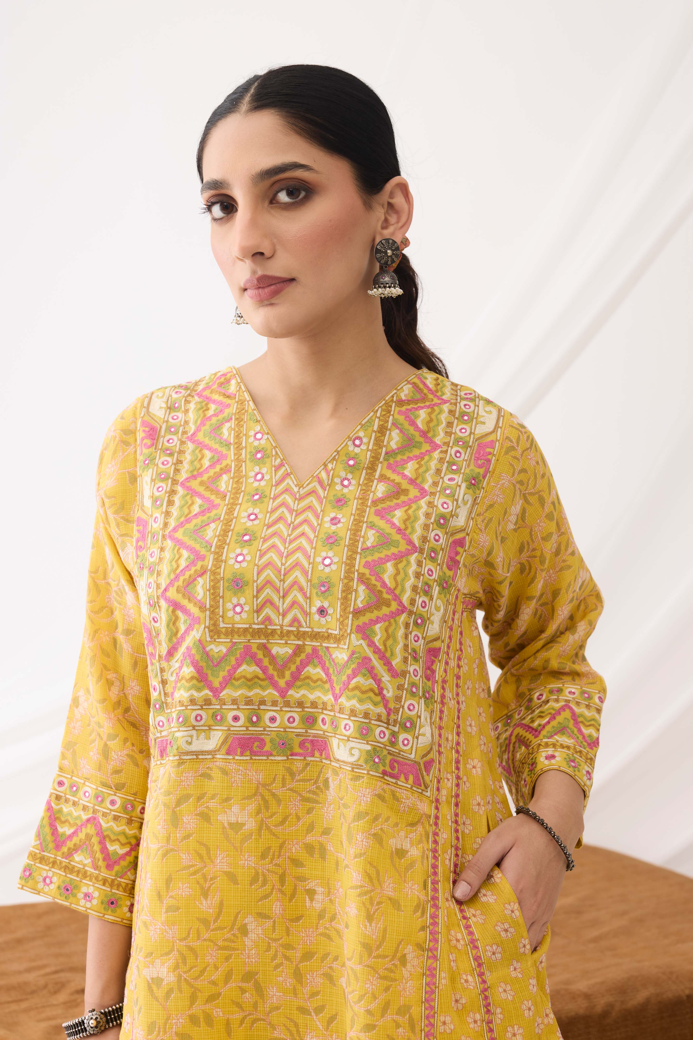 Tulsi Kurta Yellow Pink (9963504369963)