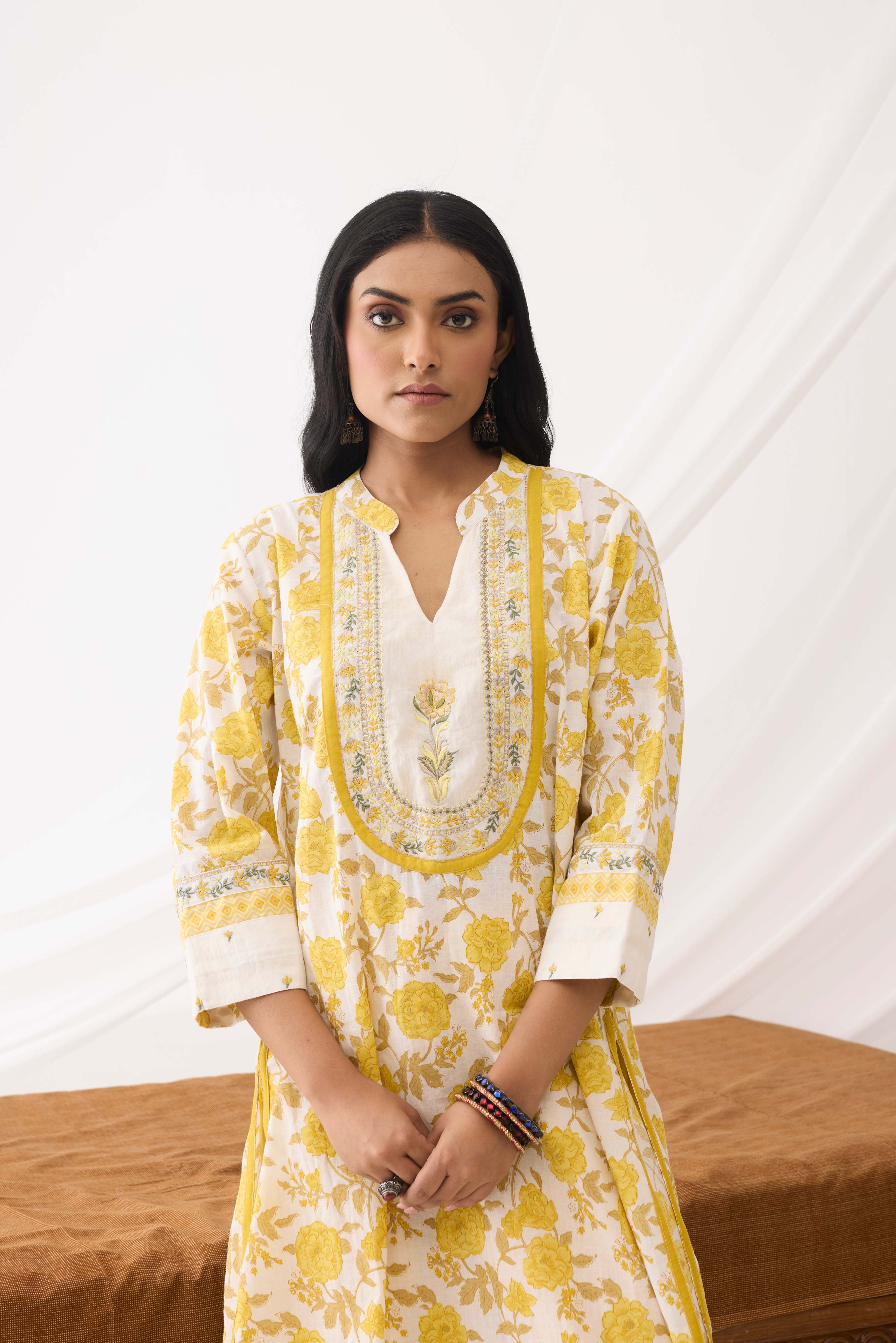 Meher Kurta White Yellow (9963676795179)