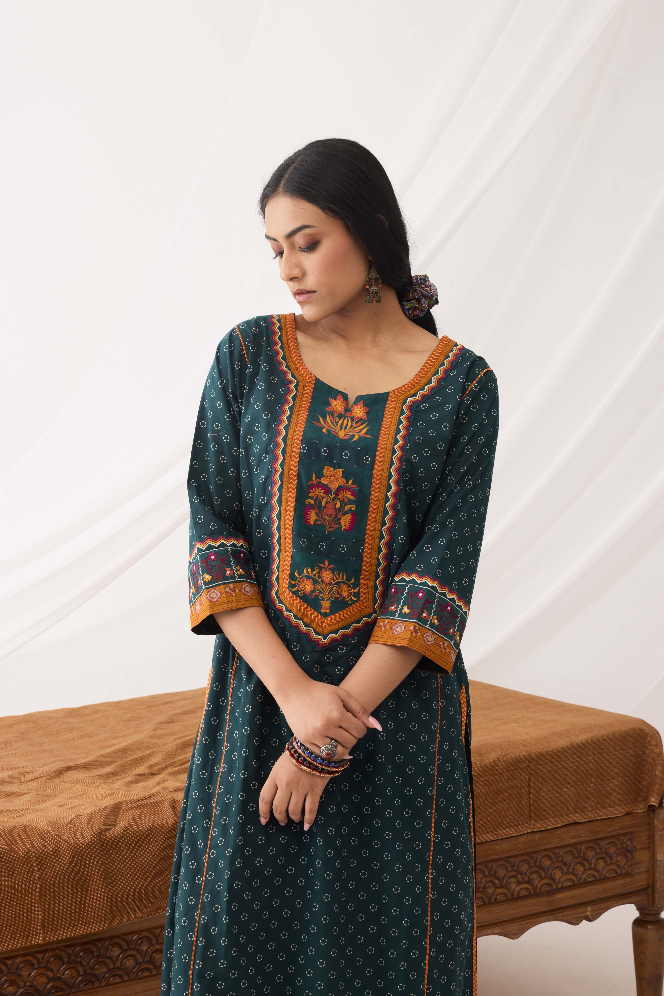 Dienne Kurta Bottle Green (9963689345323)