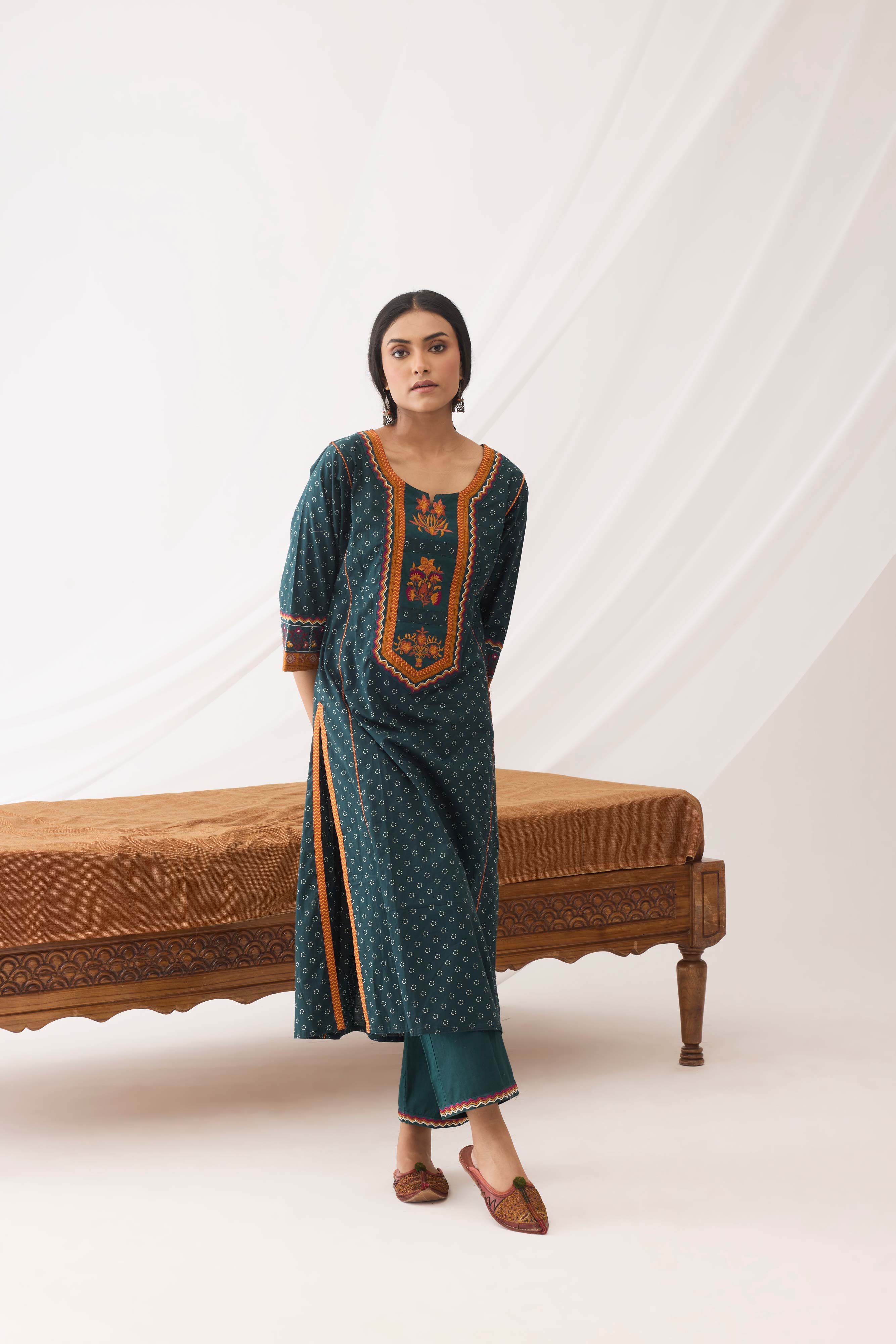 Dienne Kurta Bottle Green (9963689345323)