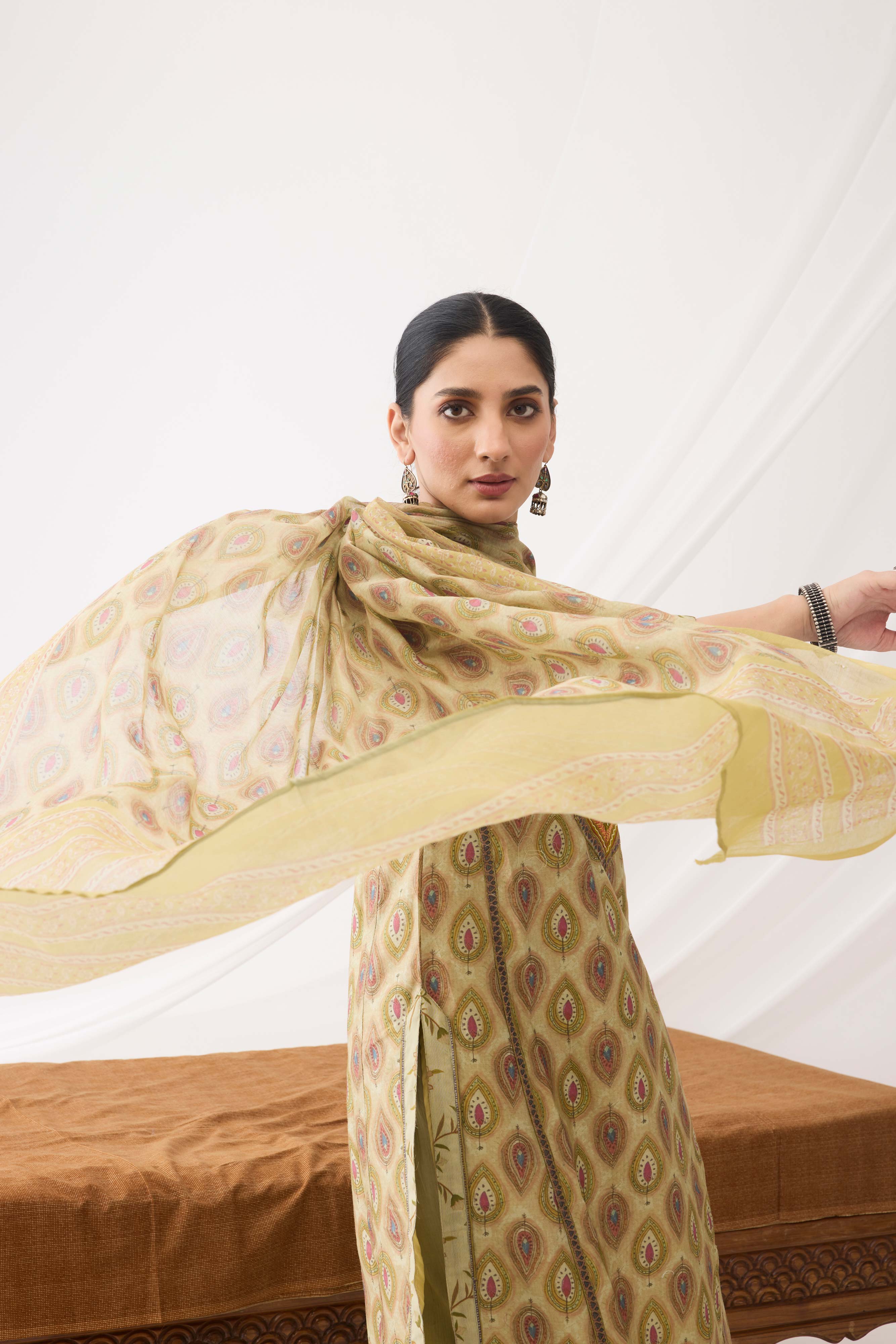 Printed Dupatta  Light Green (9963745345835)